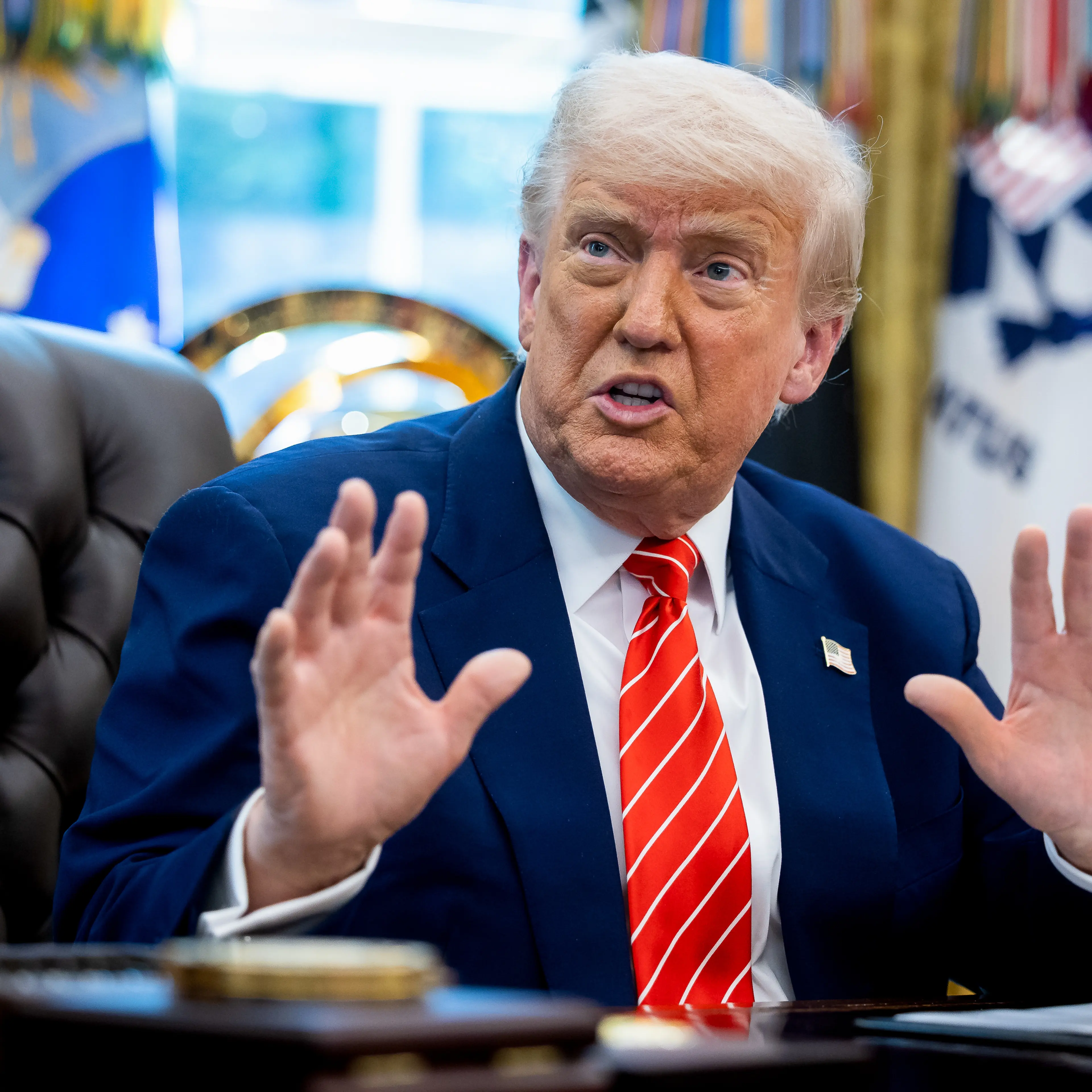 President Trump Holds Press Conference With Musk As He Departs DOGE