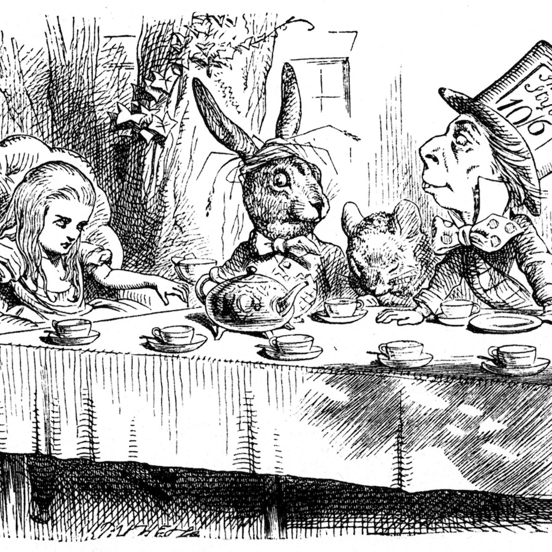 The Mad Hatter's Teaparty. Illustration by John Tenn iel for Alice's Adventures in Wonderland by Lewis Carroll (London, 1865).