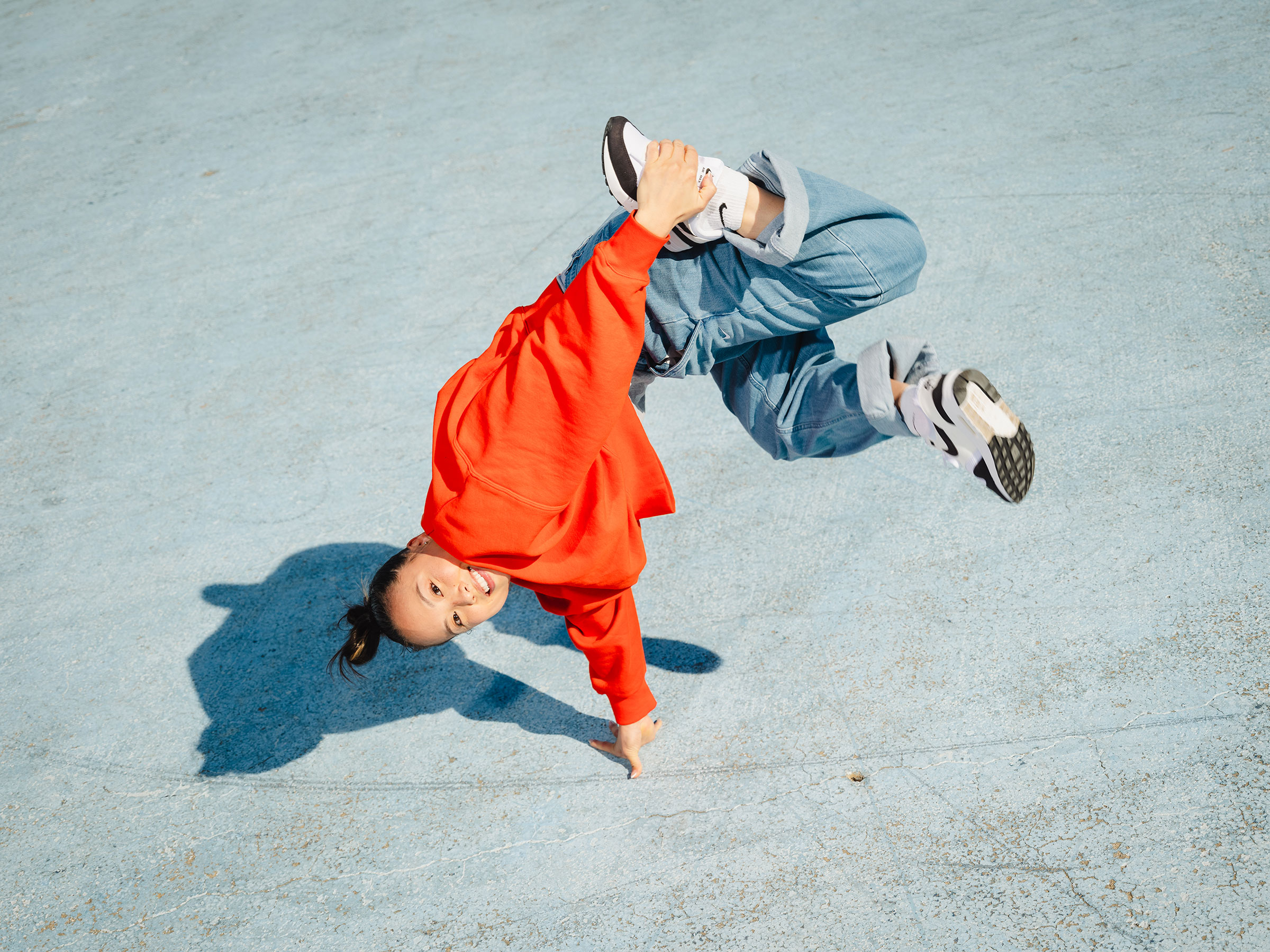 Sunny Choi shows off a move in New York City. 