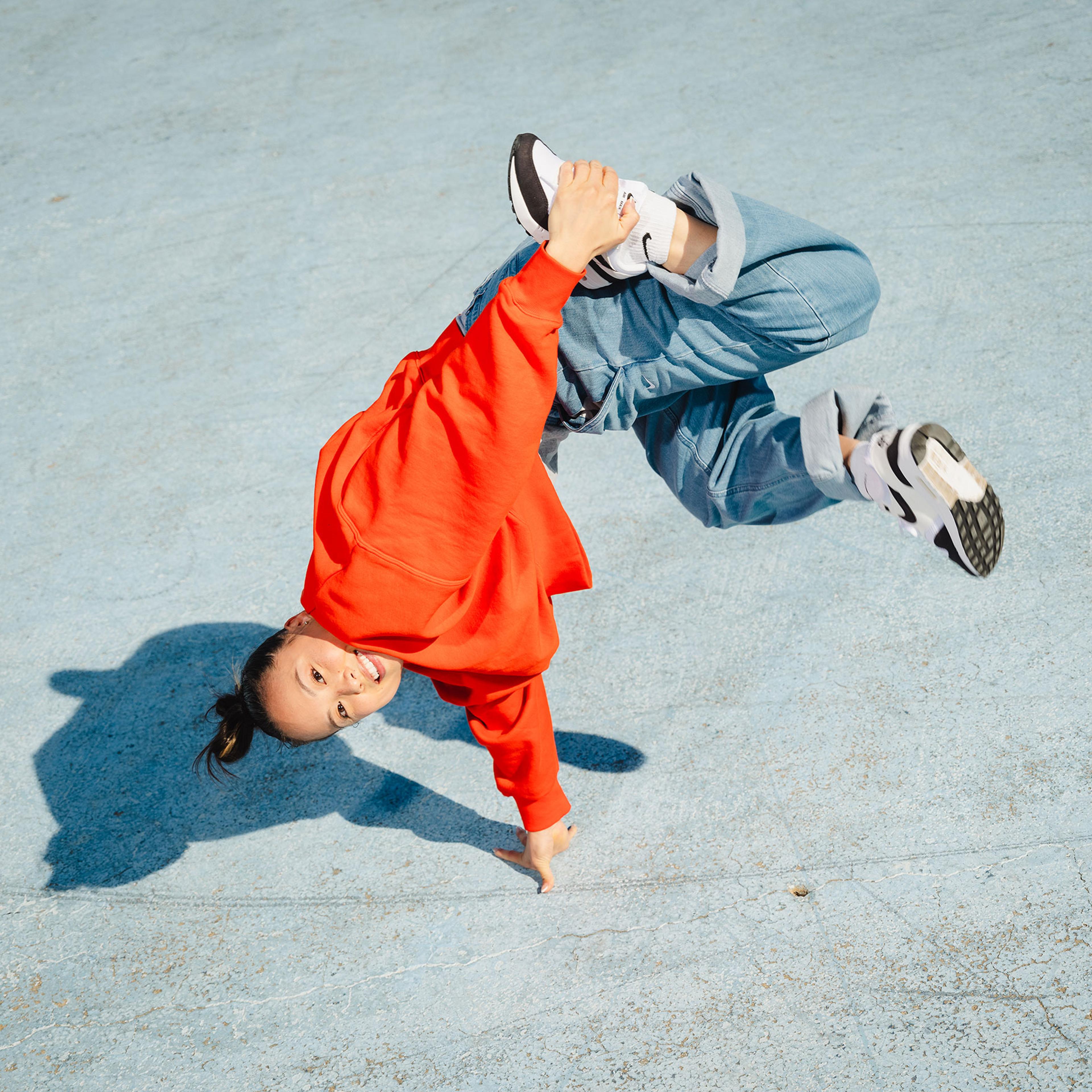 Sunny Choi shows off a move in New York City.