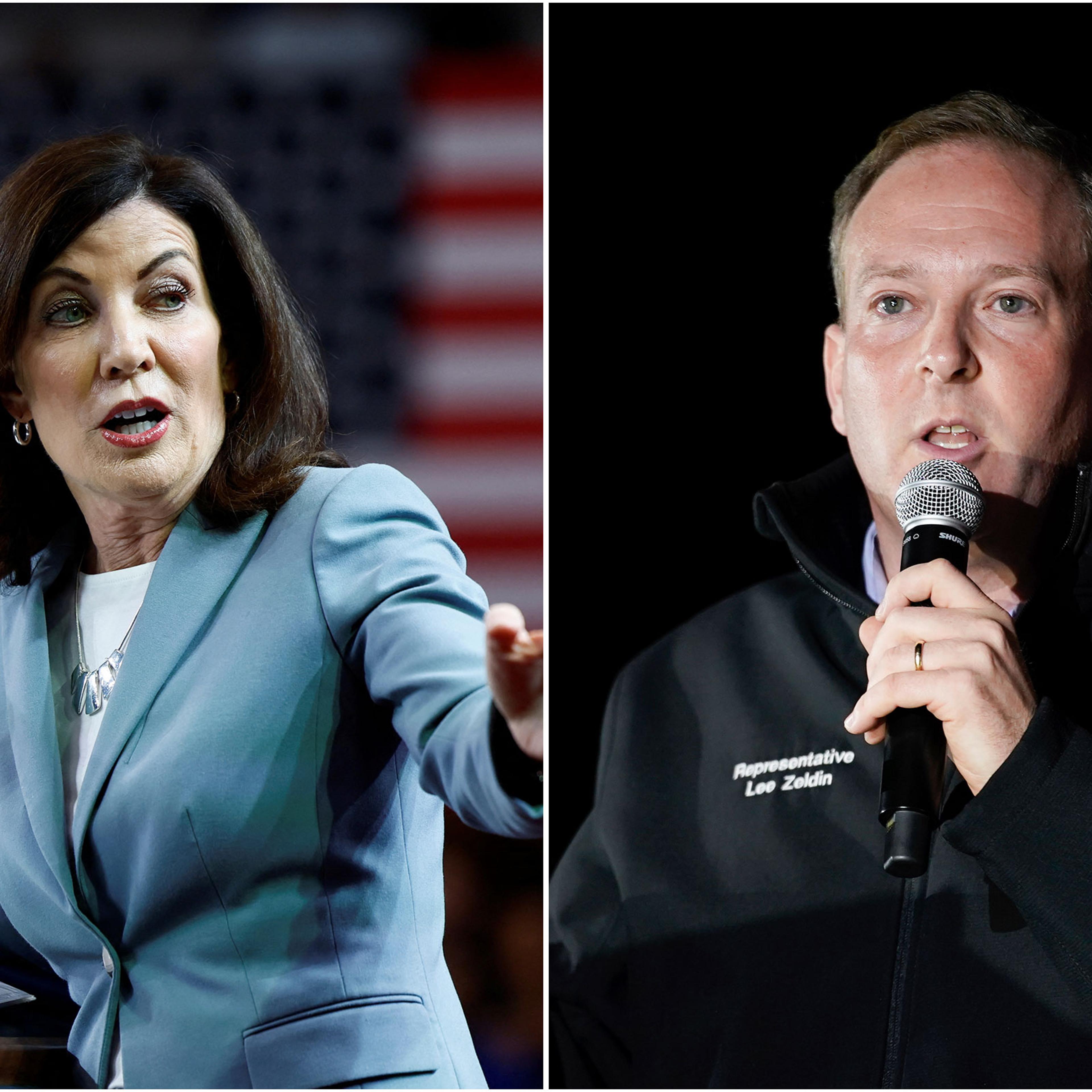 diptych of New York governor candidates Kathy Hochul and Lee Zeldin