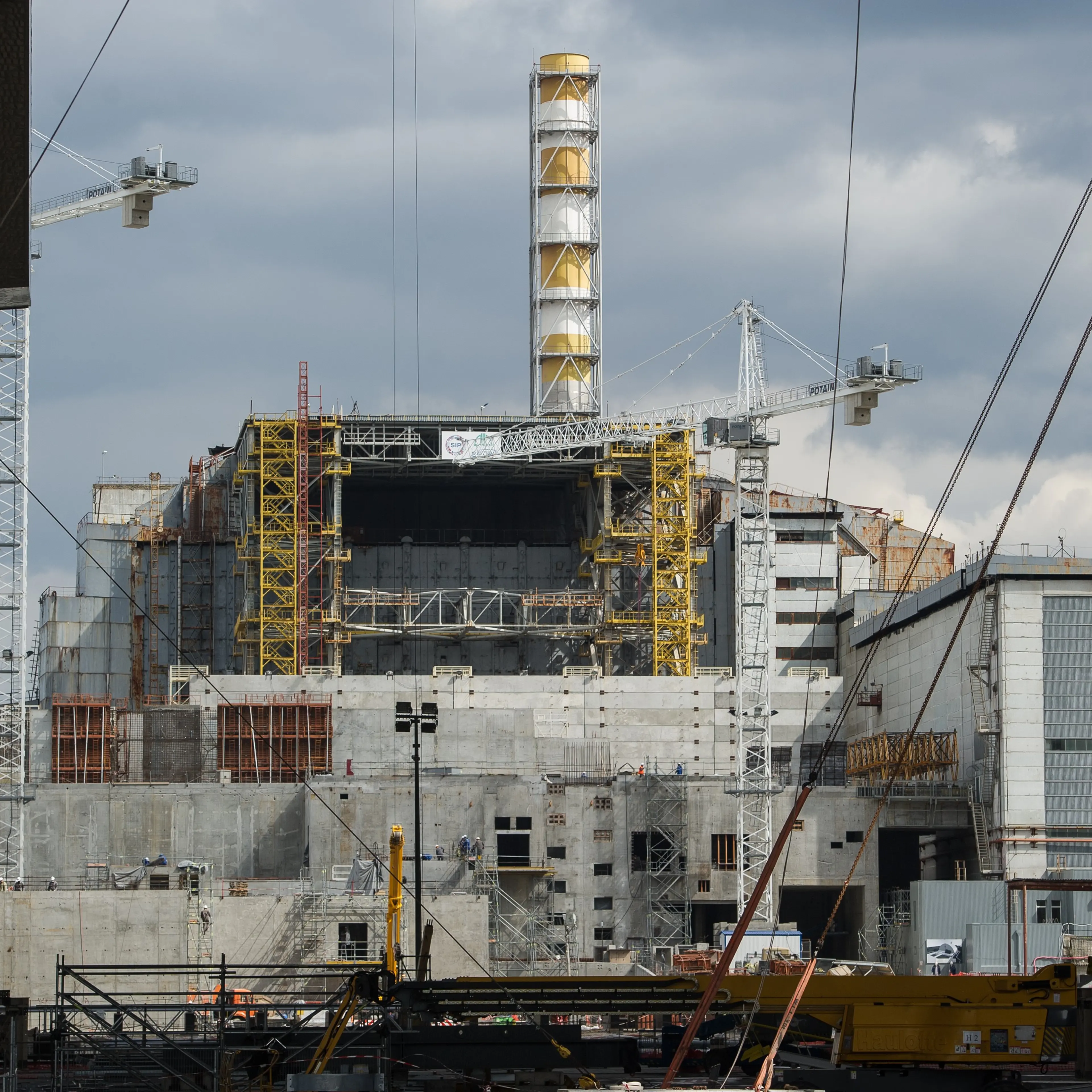 The fourth reactor of the Chernobyl Nuclear Power Plant is seen through the New Safe Confinement in Chernobyl, Ukraine, April 22, 2016.