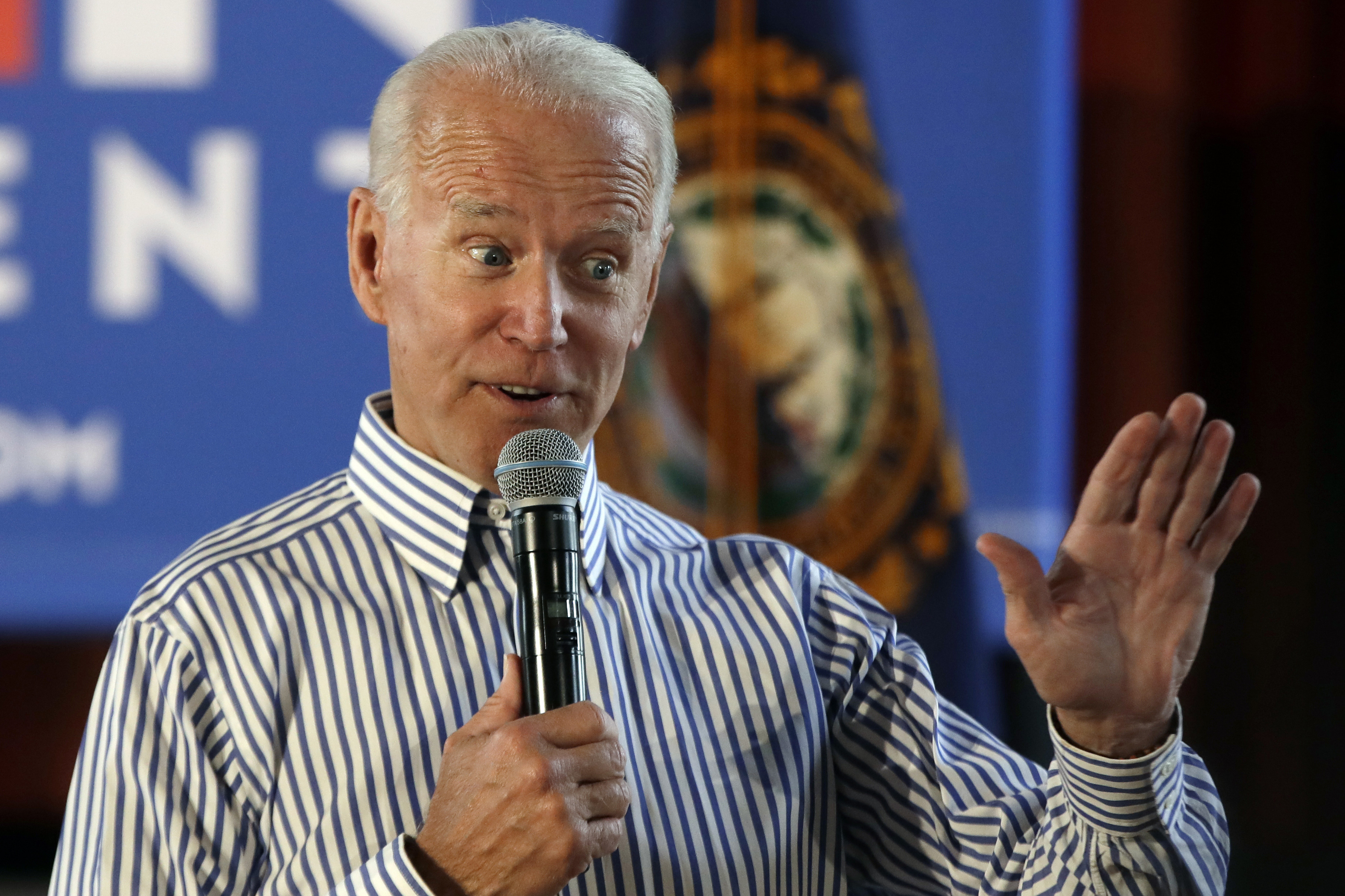 Former vice president and Democratic presidential candidate Joe Biden speaks during a campaign event in Berlin NH