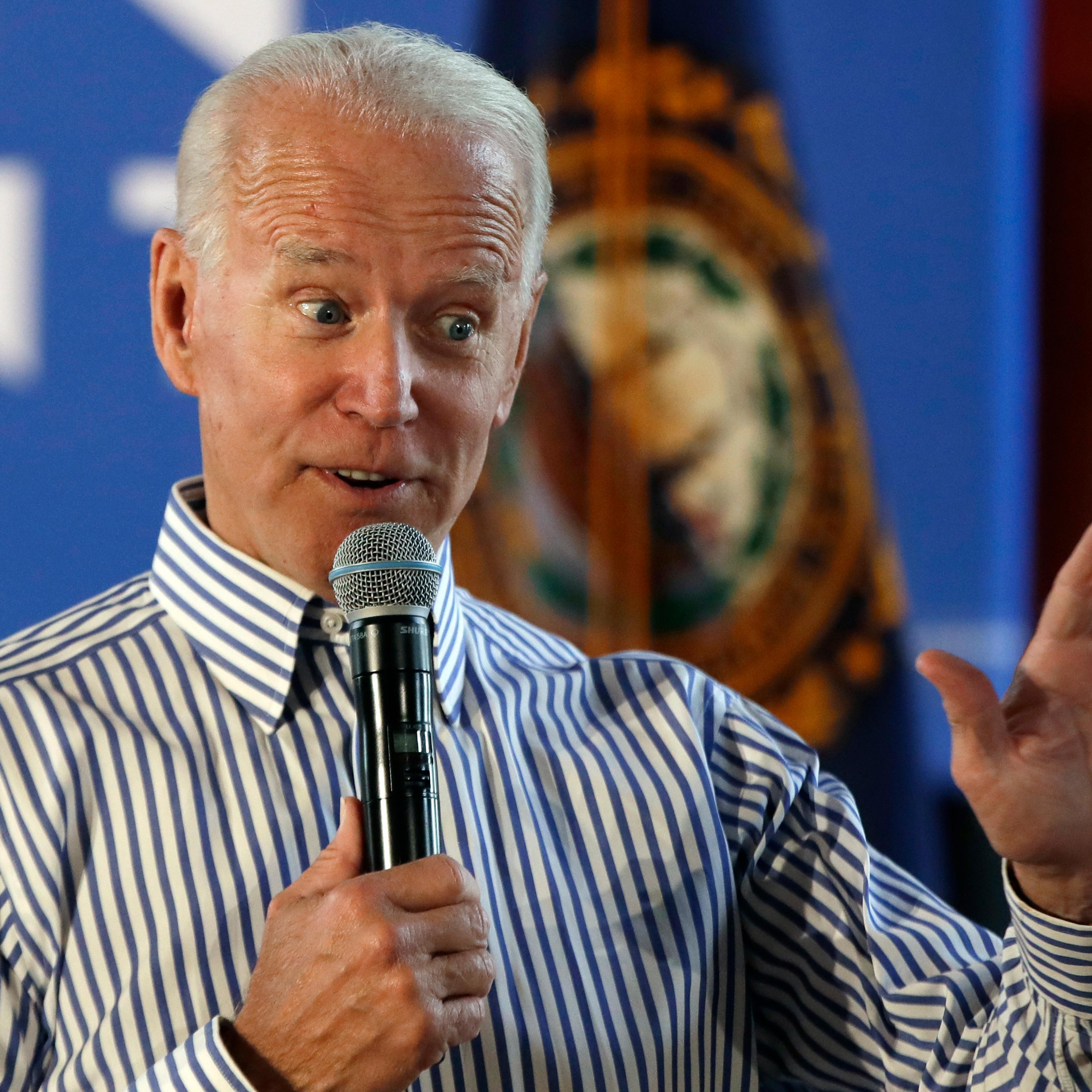 Former vice president and Democratic presidential candidate Joe Biden speaks during a campaign event in Berlin NH