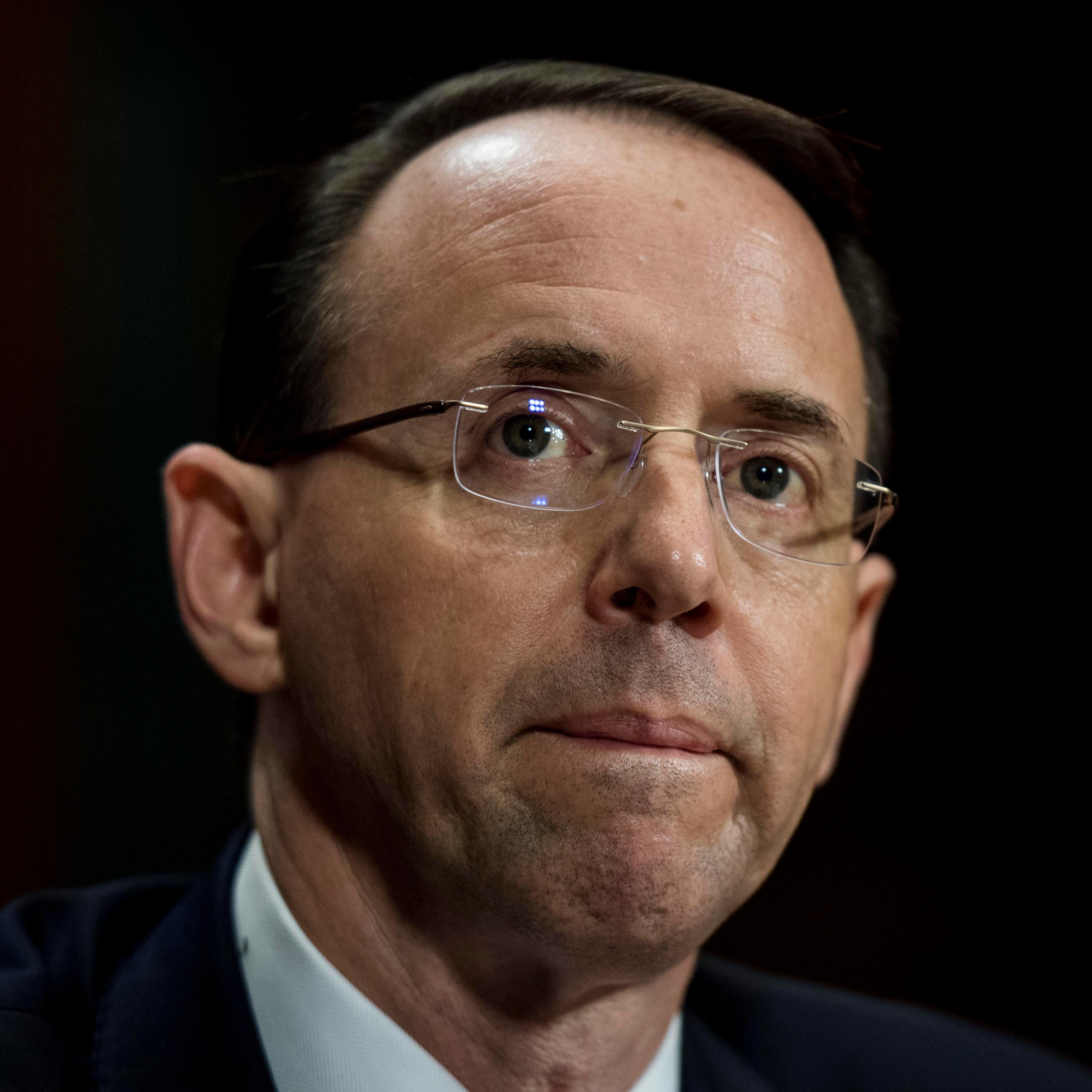 Deputy Attorney General Rod Rosenstein appears before the Senate Judiciary Committee on Capitol Hill in Washington, DC, March 7, 2017.