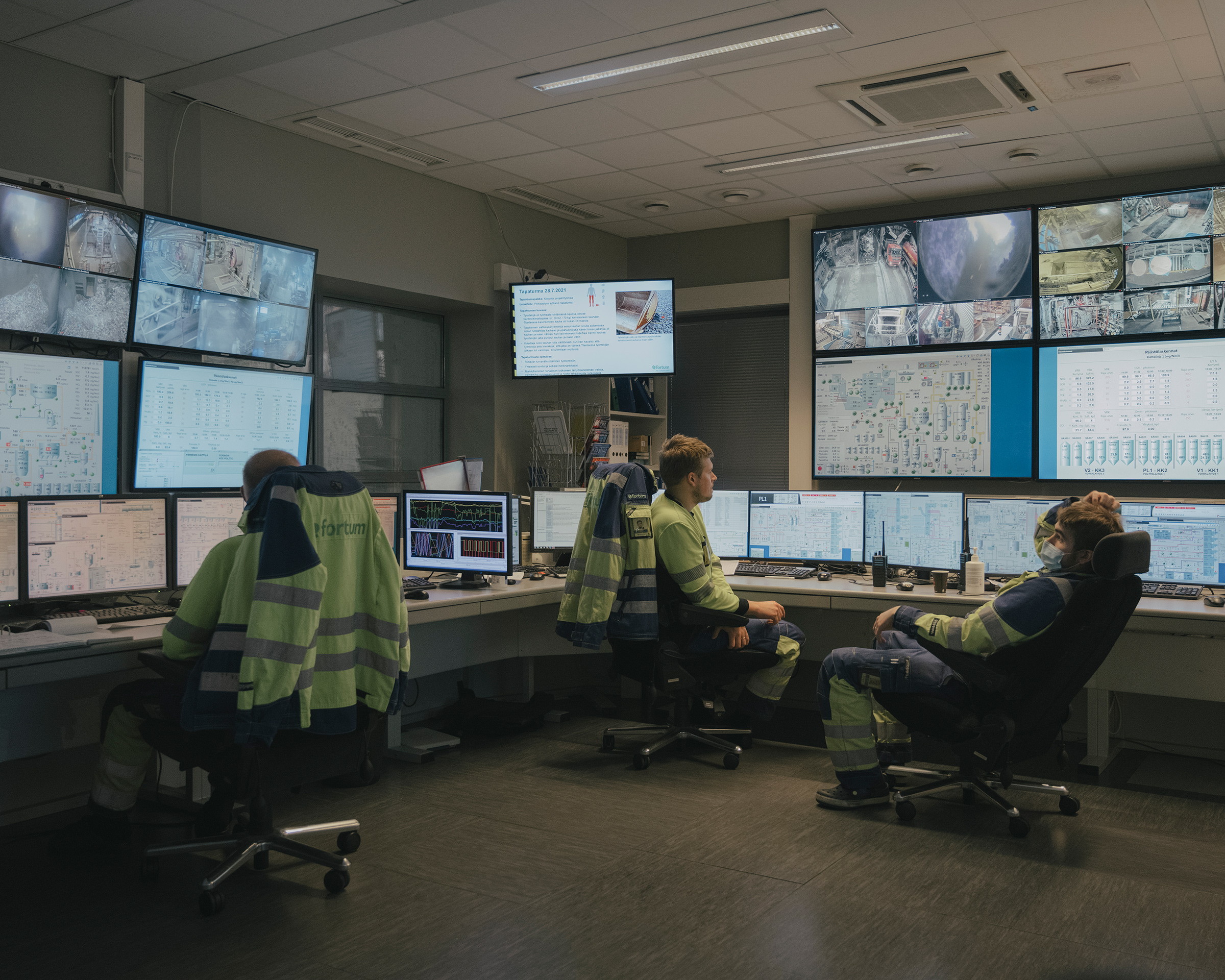 The control room inside Fortum Waste Solutions Oy's circular economy facility