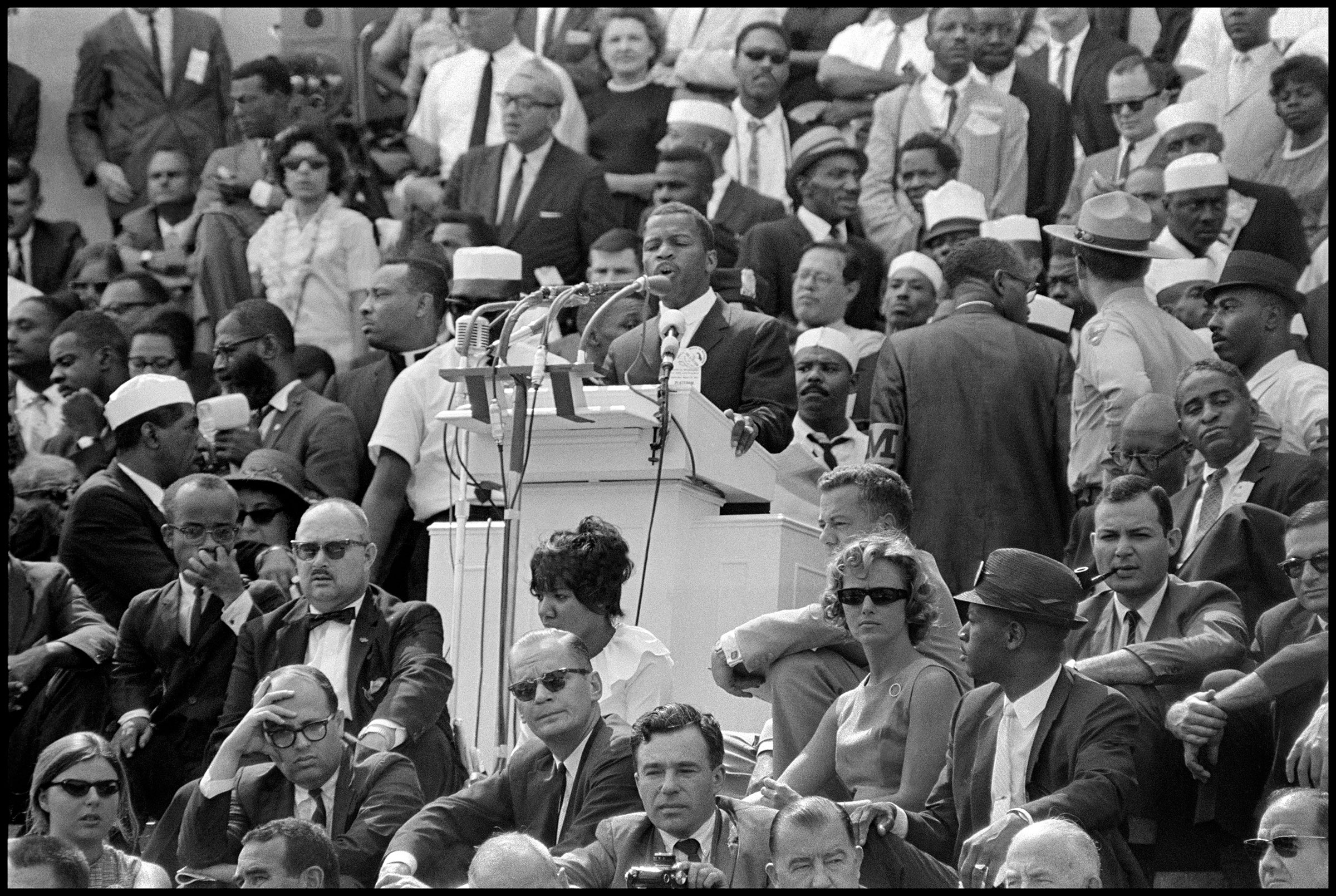 SNCC Chairman John Lewis speaks from the steps of the Lincoln Memorial in Washington, D.C., 1963