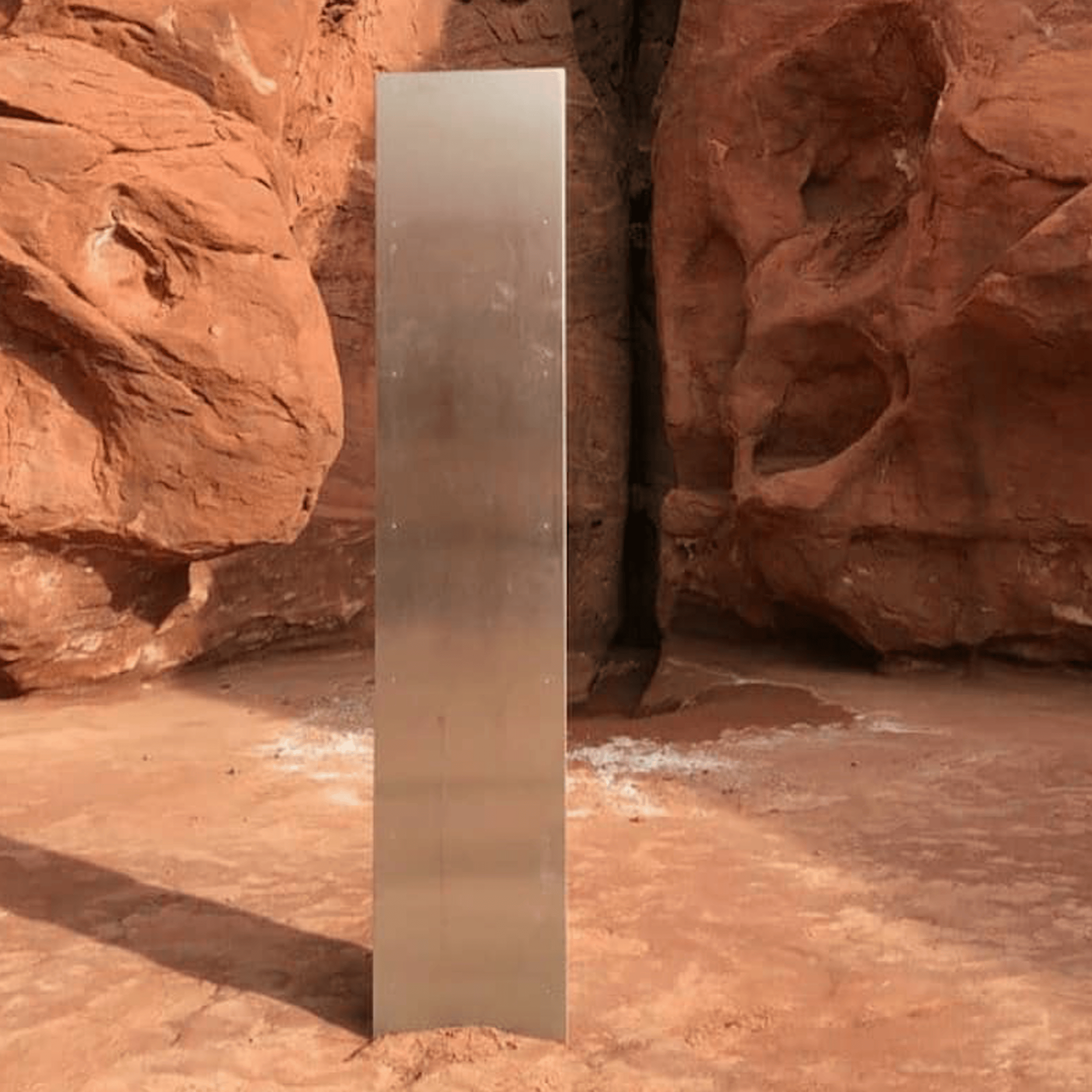A metal monolith discovered in Utah's red rock country on Nov. 18, 2020.
