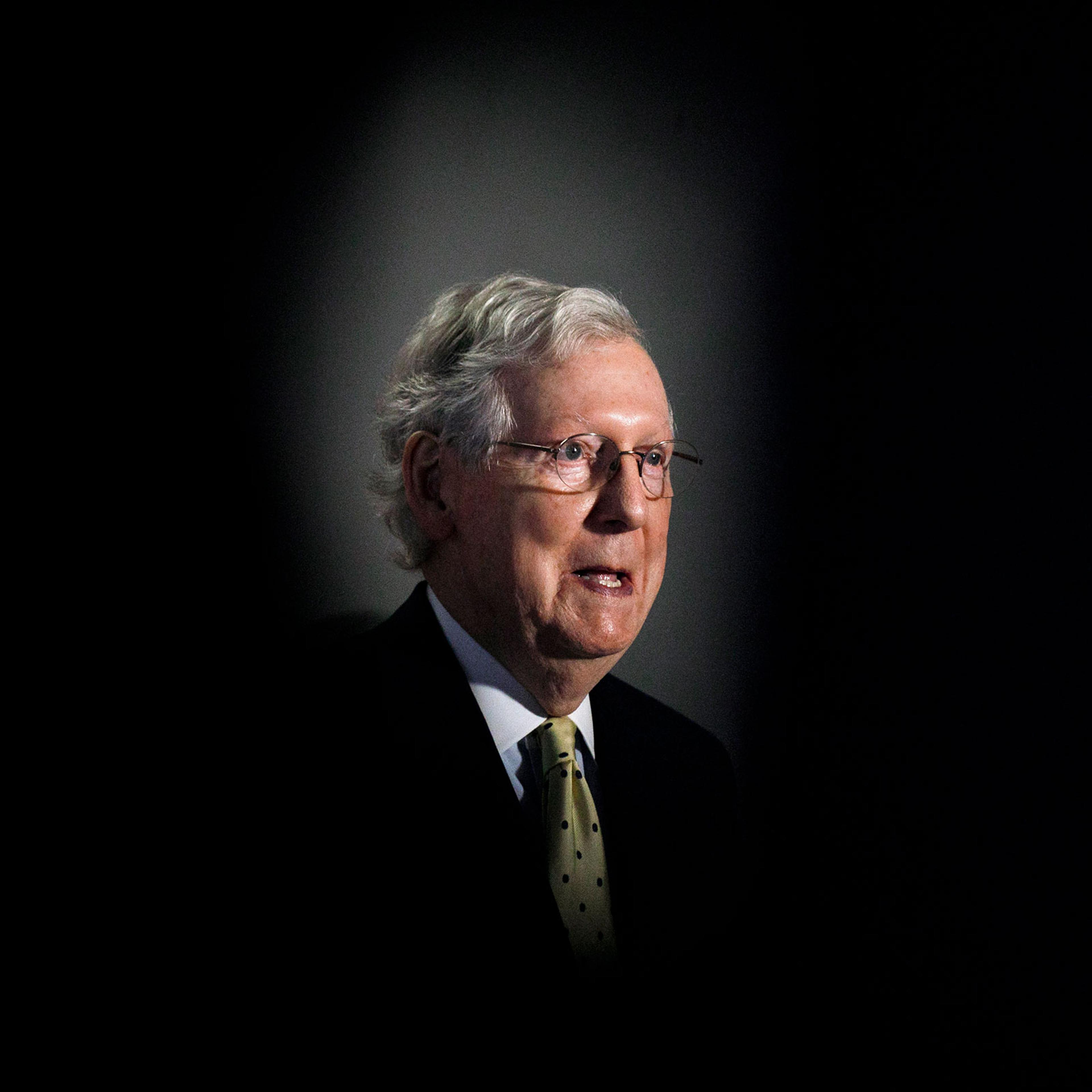 Senate Majority Leader Mitch McConnell of Ky., speaks during a news conference