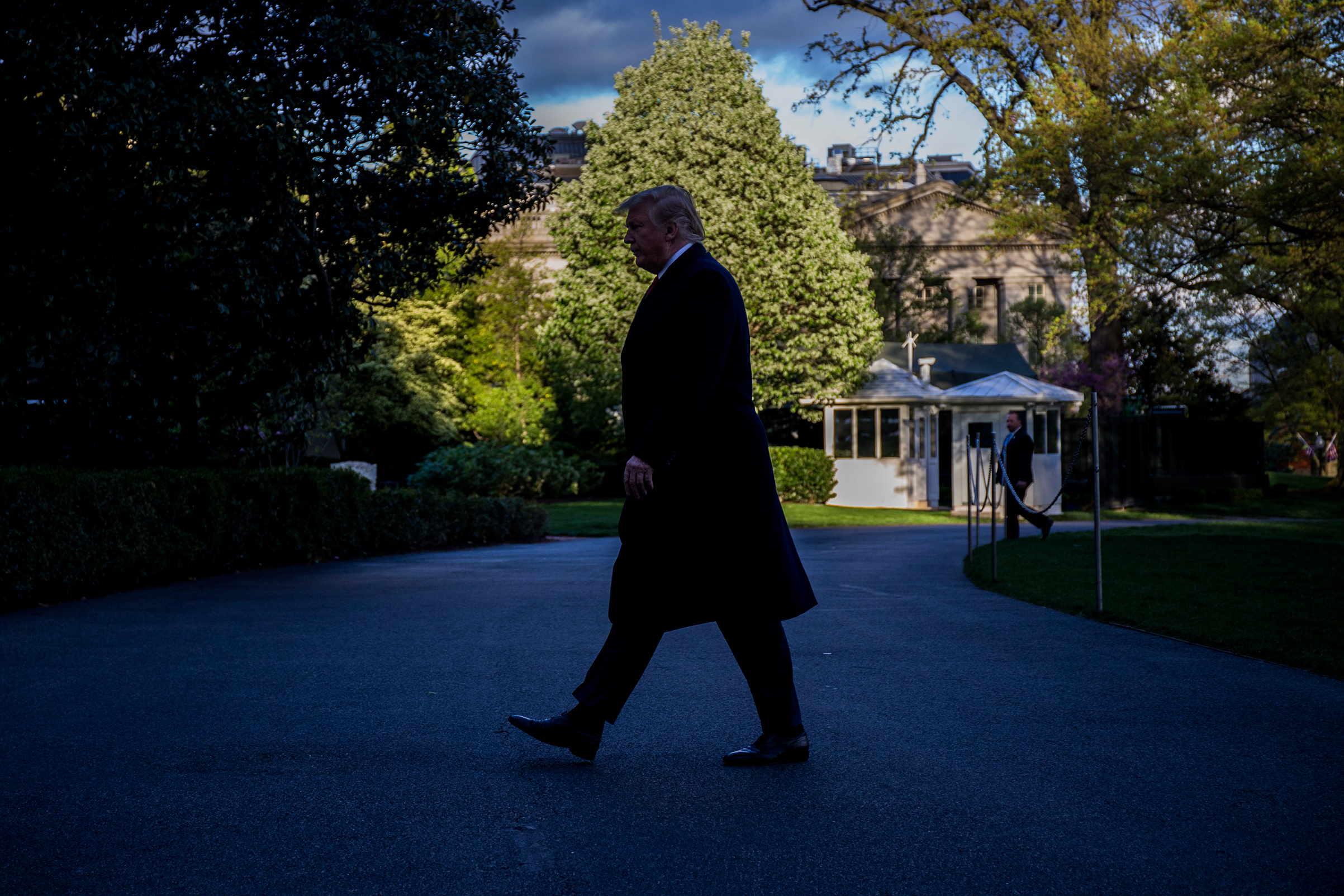President Donald Trump returns to the White House on April 15, 2019 in Washington, D.C.
