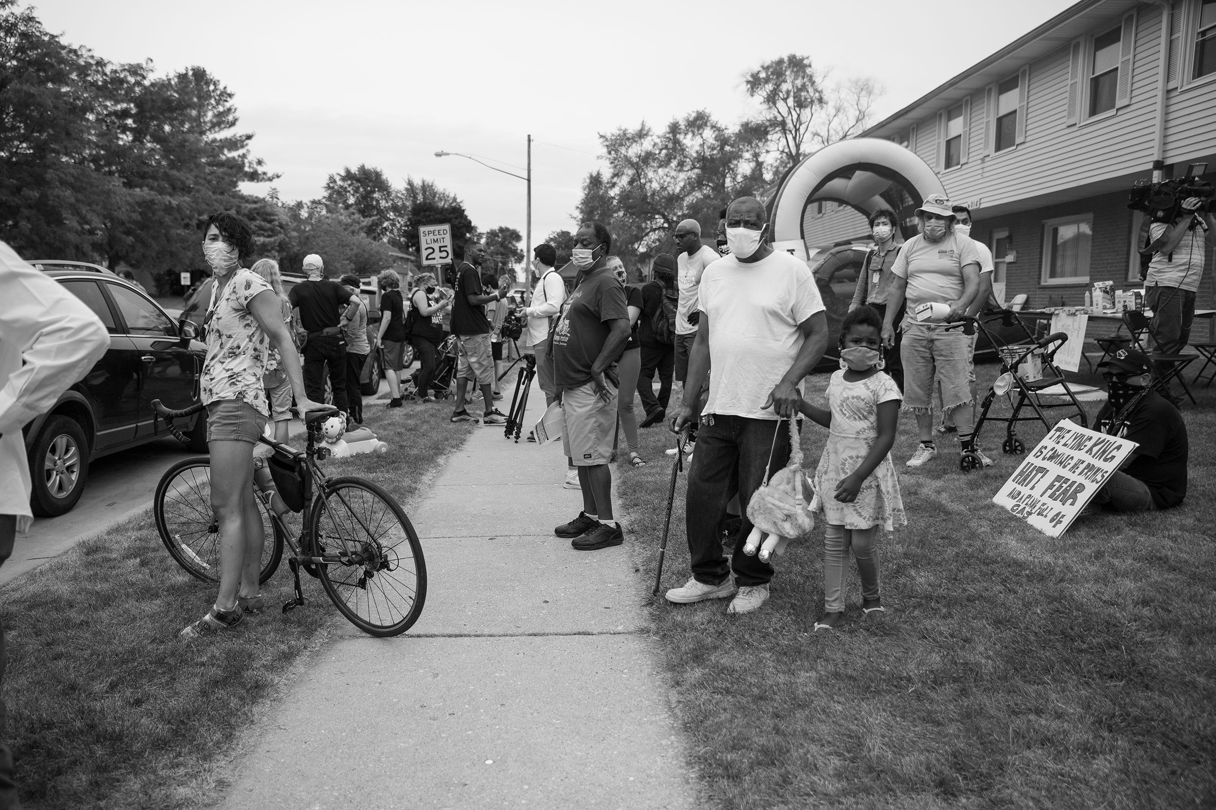 A peaceful gathering early Tuesday near the site where Jacob Blake was shot by police in Kenosha, Wis., on Sept. 1, 2020. 