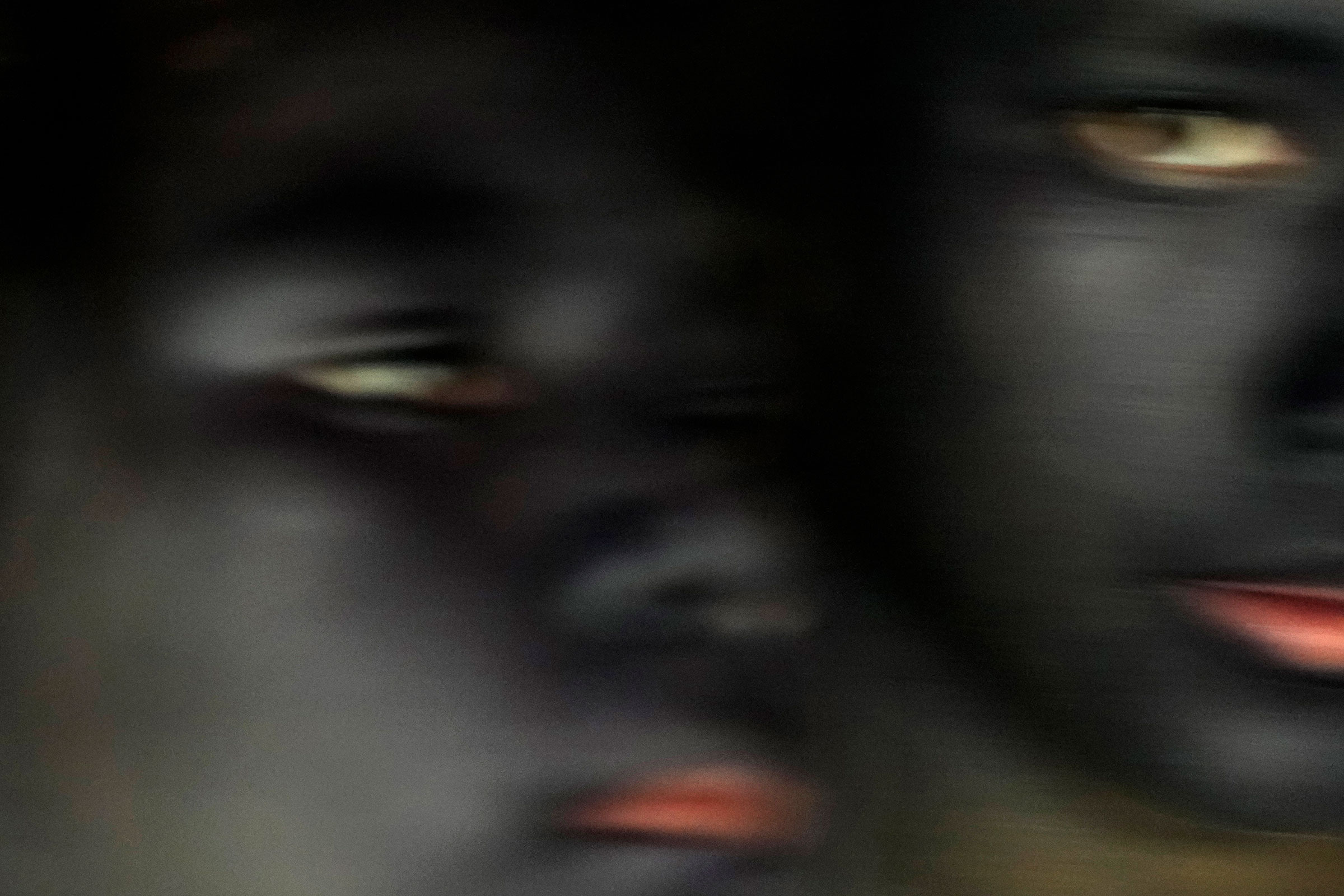 Taken with a long exposure, girls dance during the afternoon rituals of the second day of the Wyra'whaw coming-of-age festival in the Ramada ritual center, in Tenetehar Wa Tembe village, located in the Alto Rio Guama Indigenous territory in Para state, B