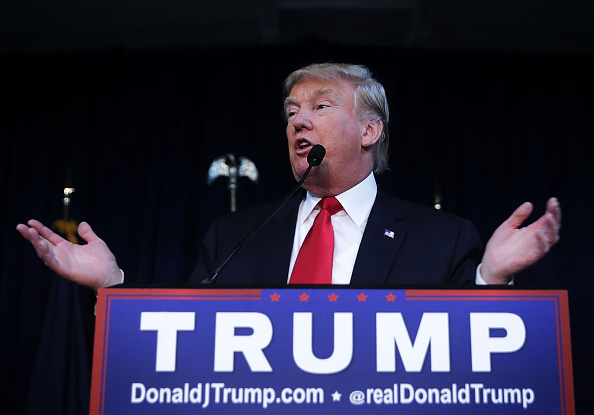 Republican presidential candidate Donald Trump speaks to supporters during a campaign rally December 2, 2015 in Manassas, Virginia.