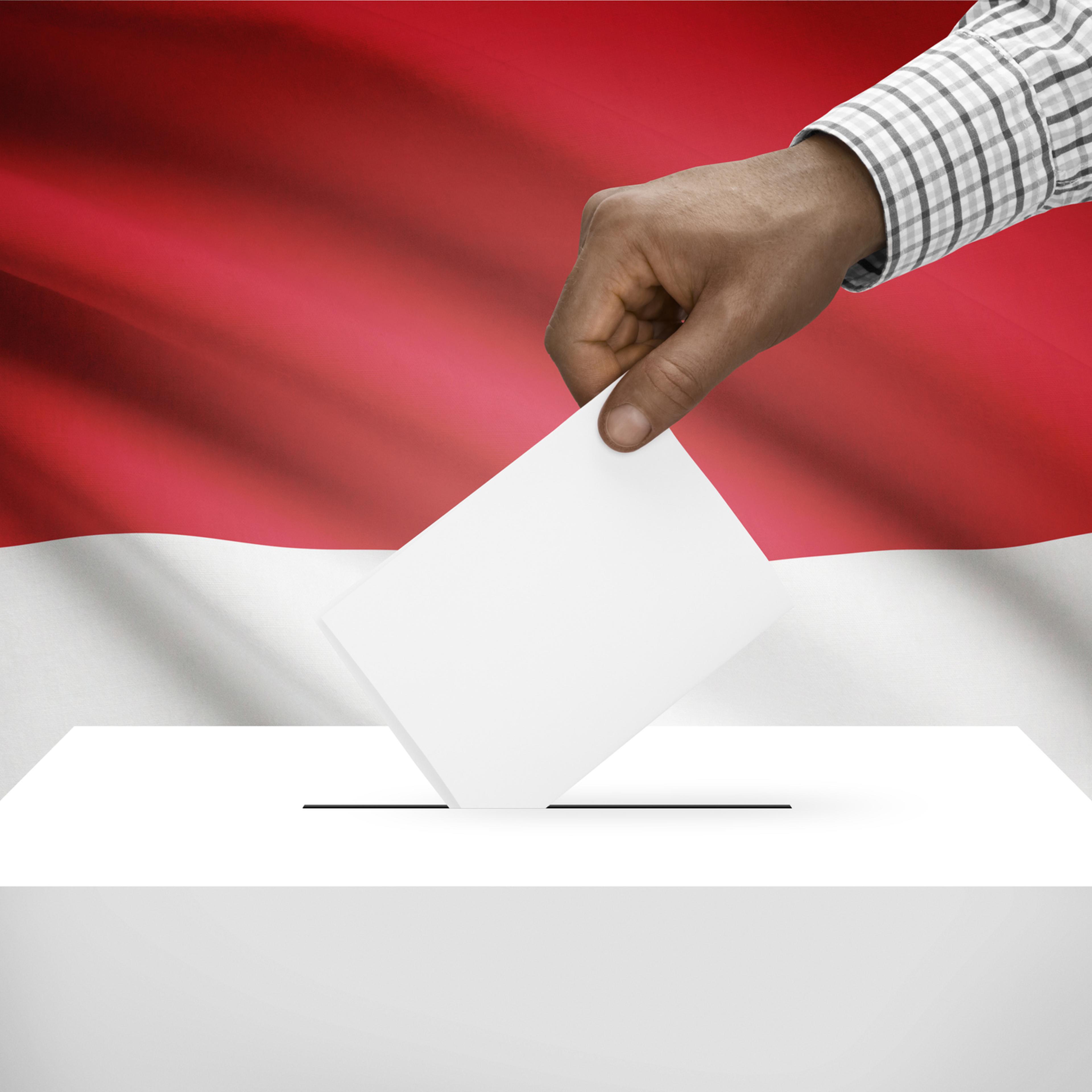 Ballot box with national flag on background - Indonesia