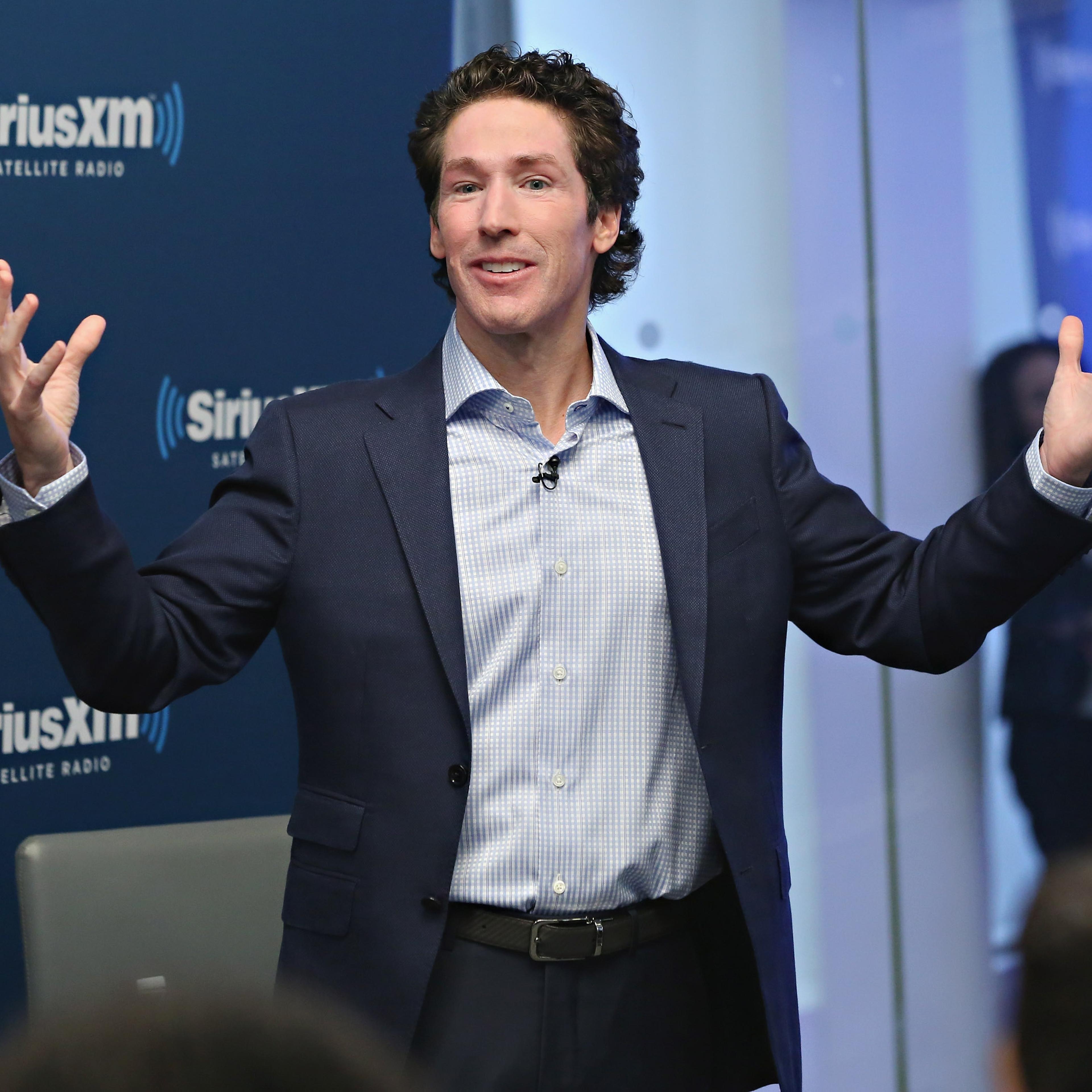 Joel And Victoria Osteen With Fr. Ed Leahy At SiriusXM