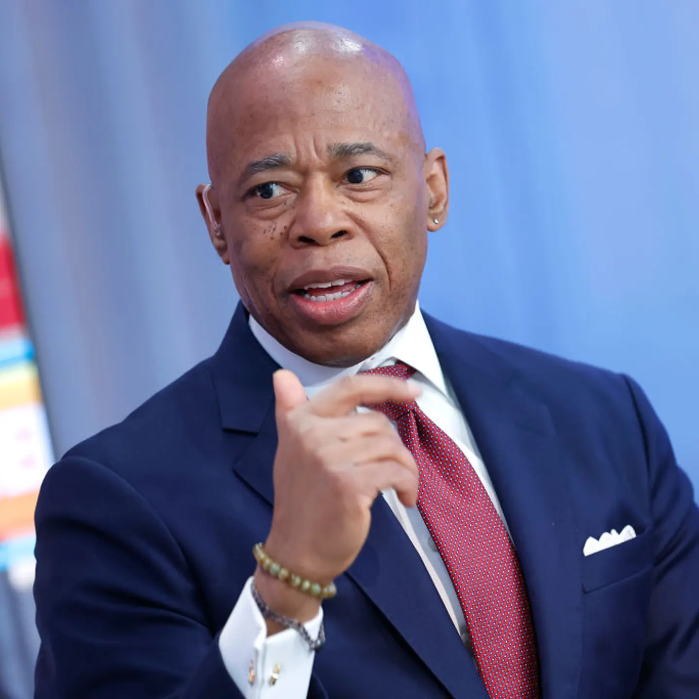 New York City Mayor Eric Adams visits "Fox & Friends" at Fox News Channel Studios in New York City, New York, on Feb. 14, 2025.