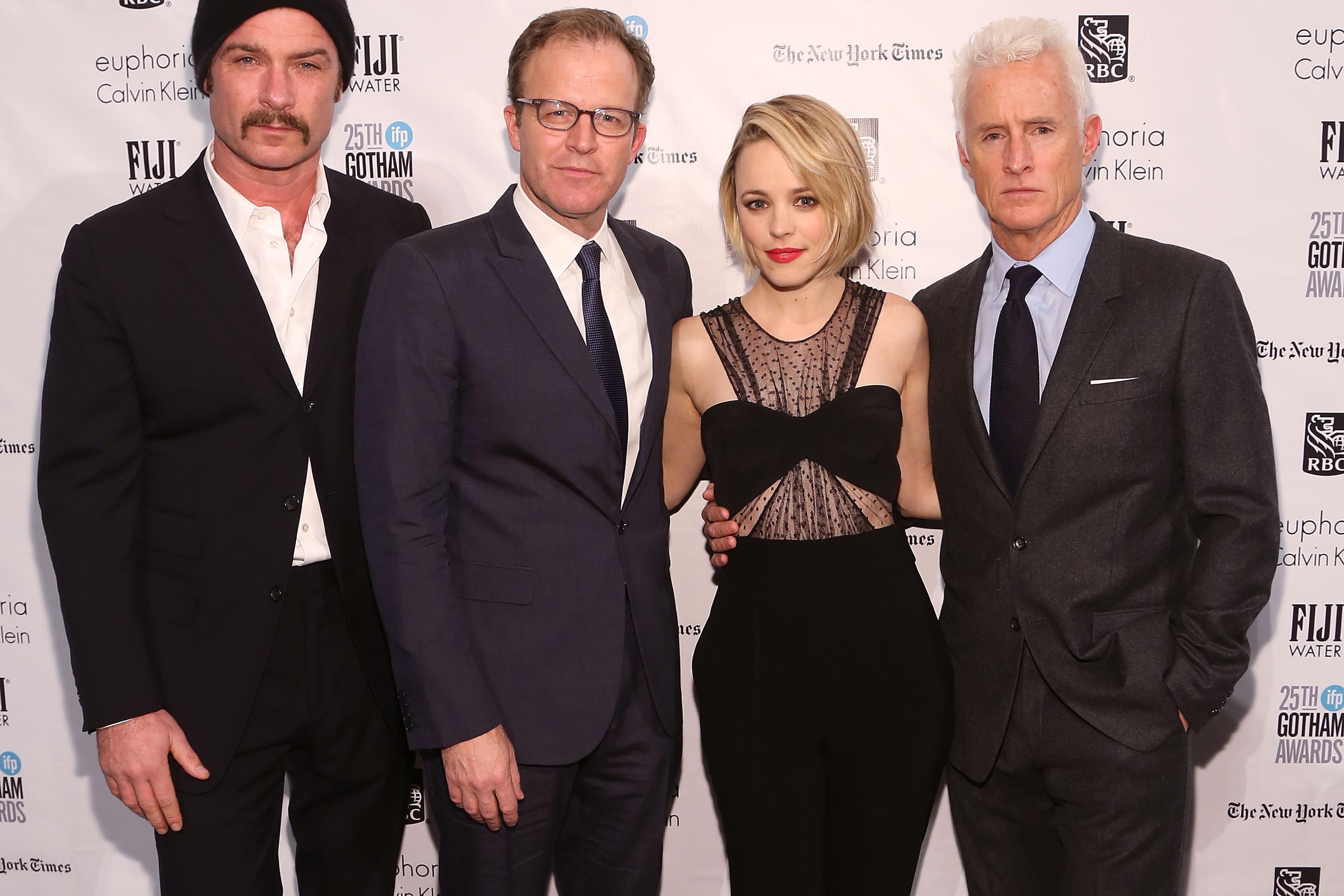 (L-R) Liev Schreiber, Thomas McCarthy, Rachel McAdams, and John Slattery attend the 25th Annual Gotham Independent Film Awards on November 30, 2015 in New York City.