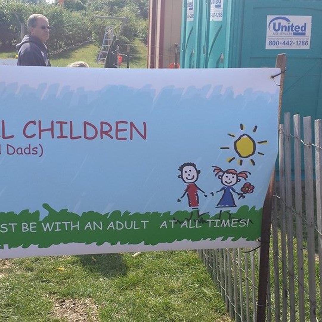 "All children (and dads) must be with an adult at all times."
