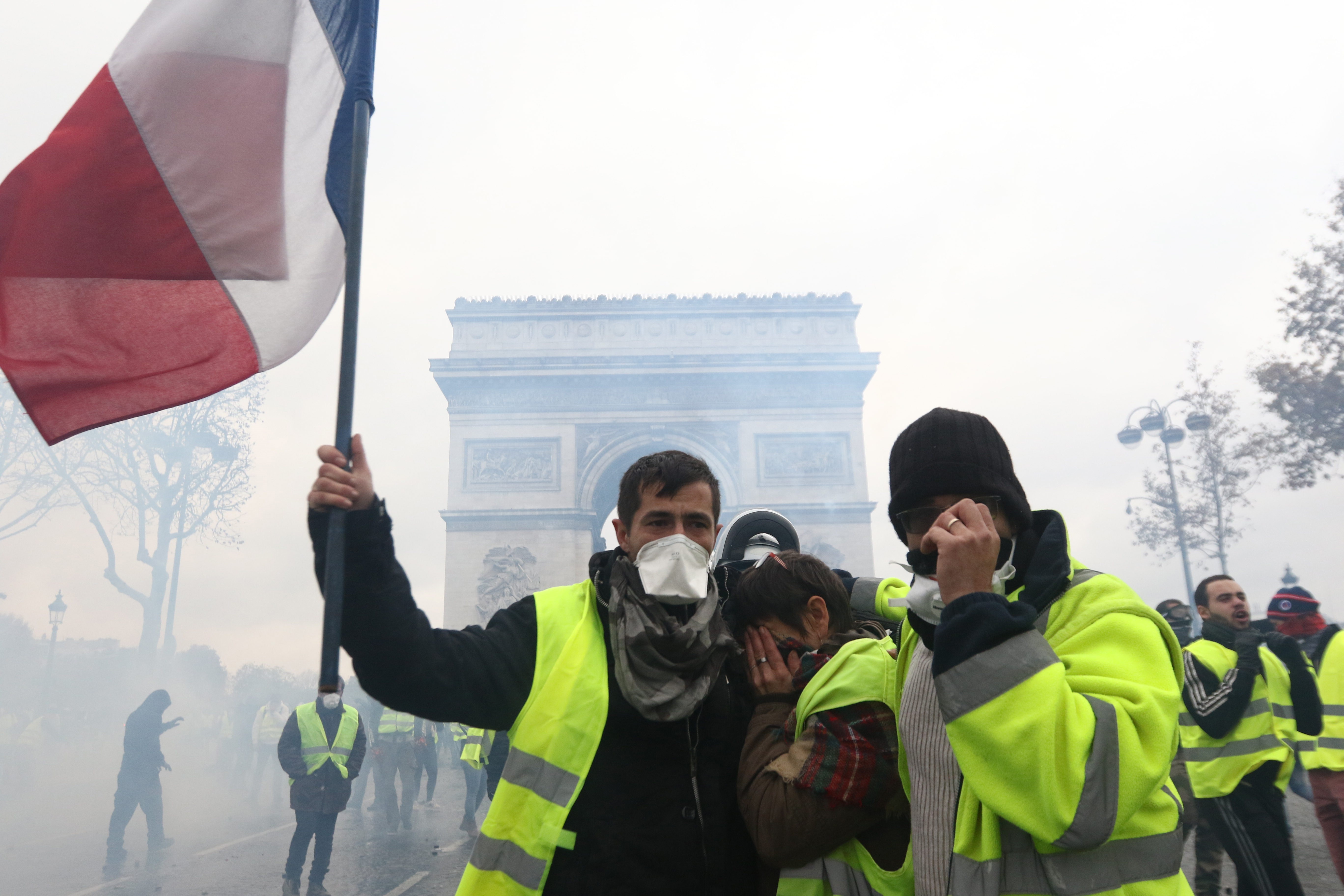 Yellow vest protest against rising fuel taxes in Paris