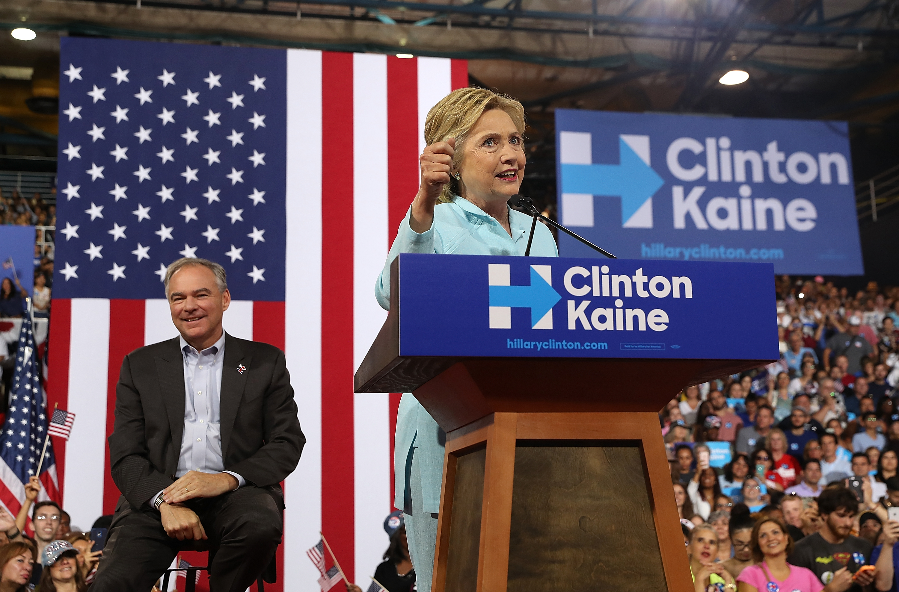 Democratic Presidential Candidate Hillary Clinton Appears With Vice Presidential Pick Sen. Tim Kaine