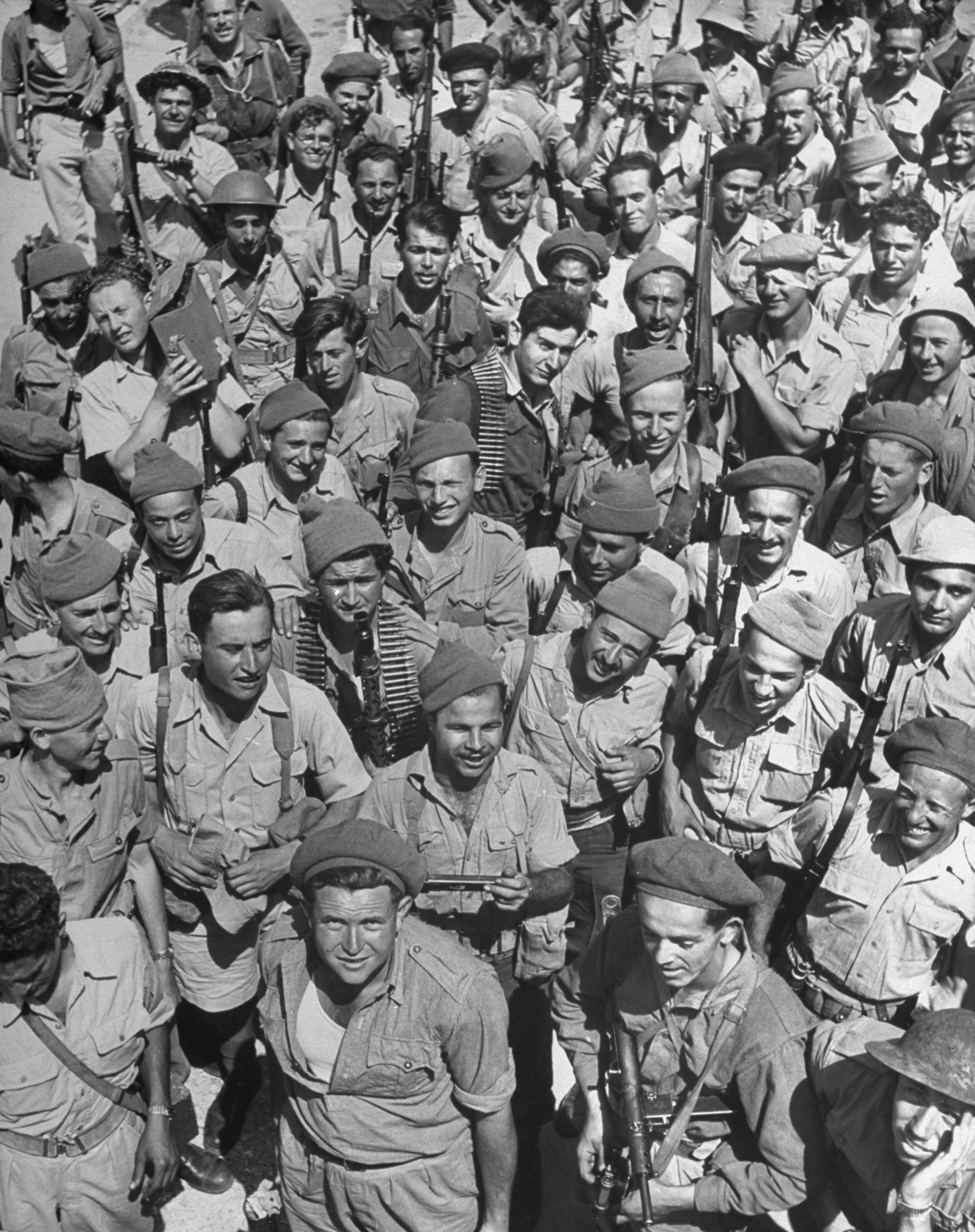 Israeli soldiers, seen shortly after the establishment of the state of Israel, exact location unknown, May 1948.