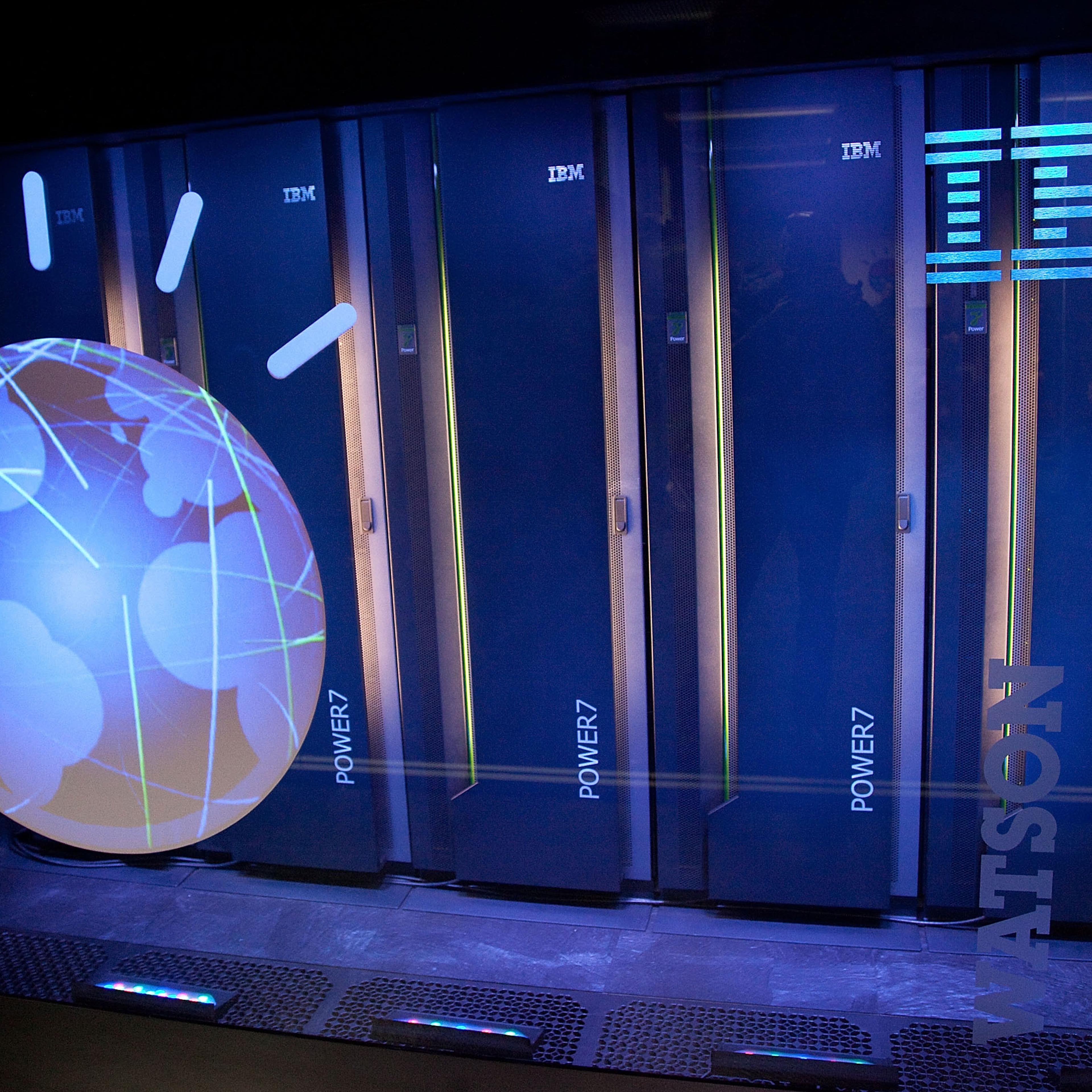 A general view of IBM's 'Watson' computing system at a press conference at the IBM T.J. Watson Research Center on January 13, 2011 in Yorktown Heights, New York.