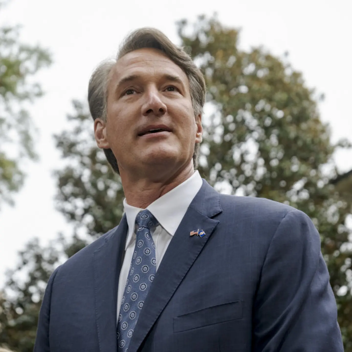 Glenn Youngkin, governor-elect of Virginia, speaks to members of the media outside the Executive Mansion in Richmond, Virginia, U.S., on Thursday, Nov. 4, 2021.