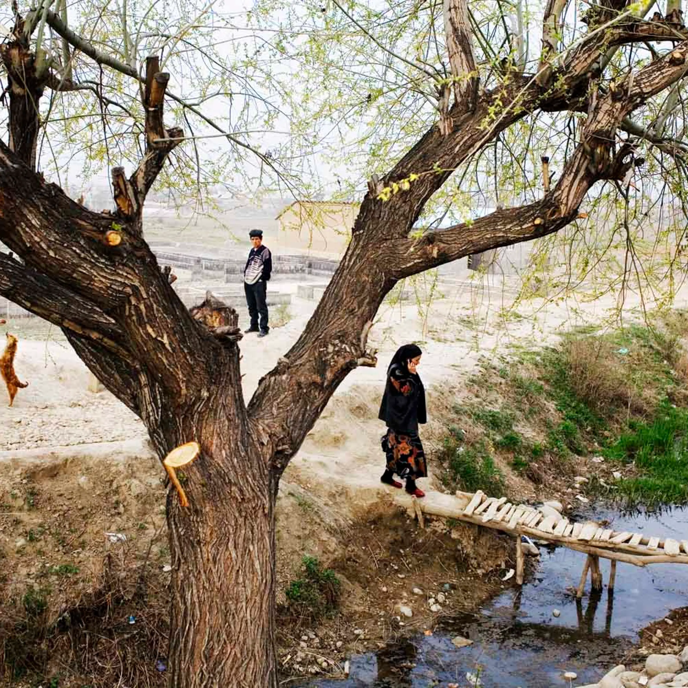 Villagers along a canal near the border between Uzbekistan and Kyrgyzstan.