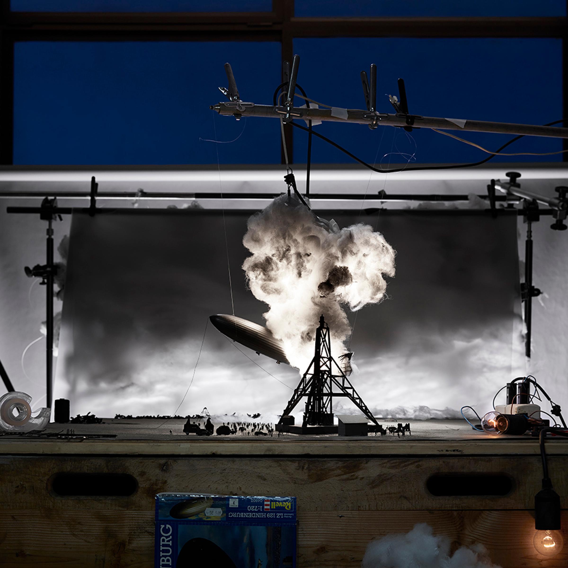 Making of <i>The
Hindenburg Disaster</i>, 2014. Original photo by Sam Shere,
1937.