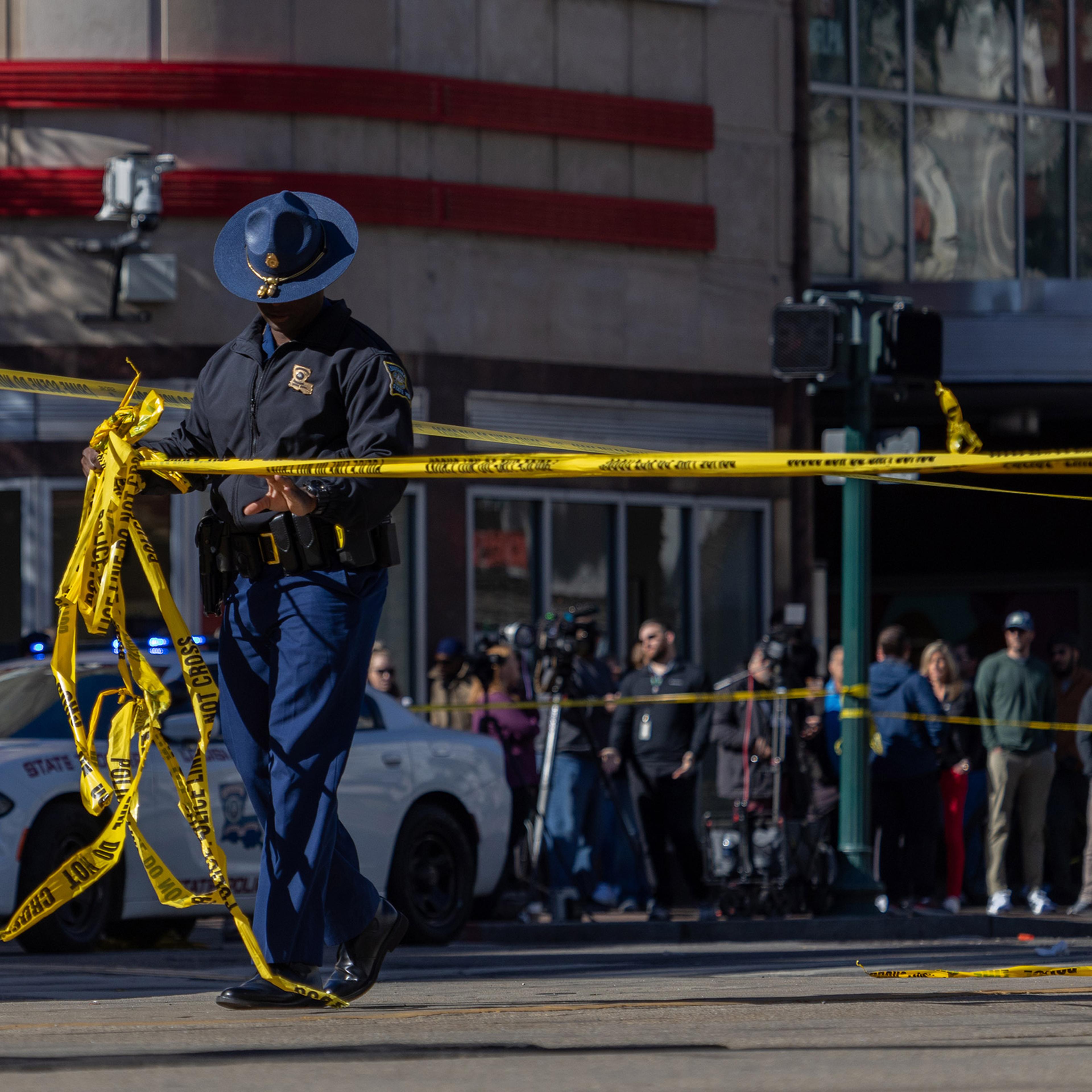 The scene near where a man drove a pickup truck into a crowd of people in the French Quarter of New Orleans on Jan. 1