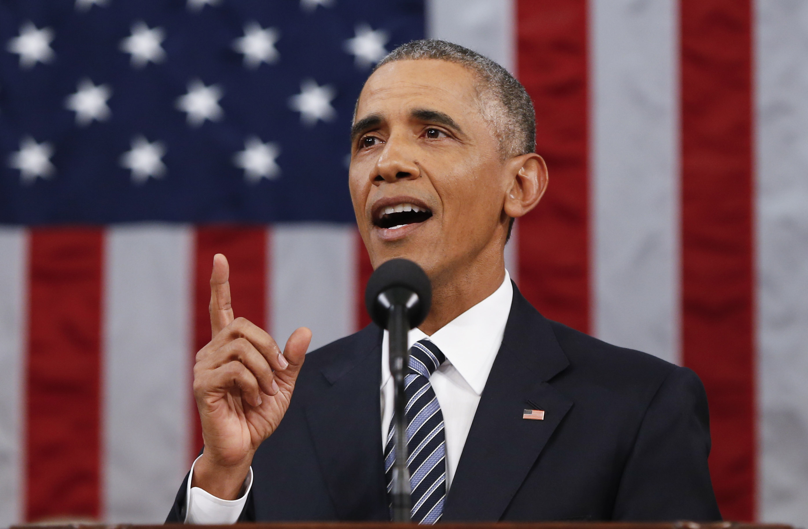 President Barack Obama delivers his State of the Union address before a joint session of Congress on Capitol Hill in Washington, D.C., on Jan. 12, 2016.