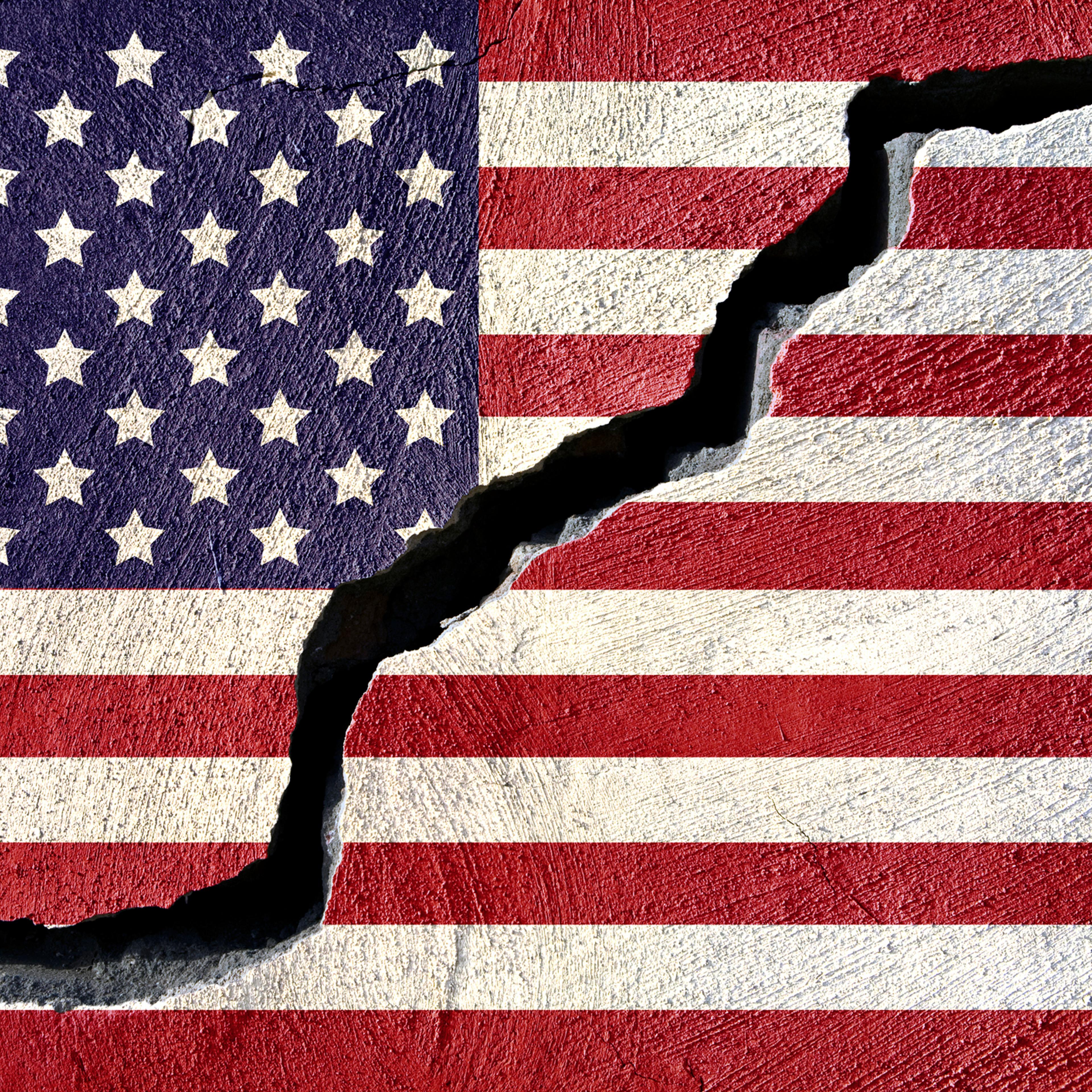 Concept American flag on cracked background
