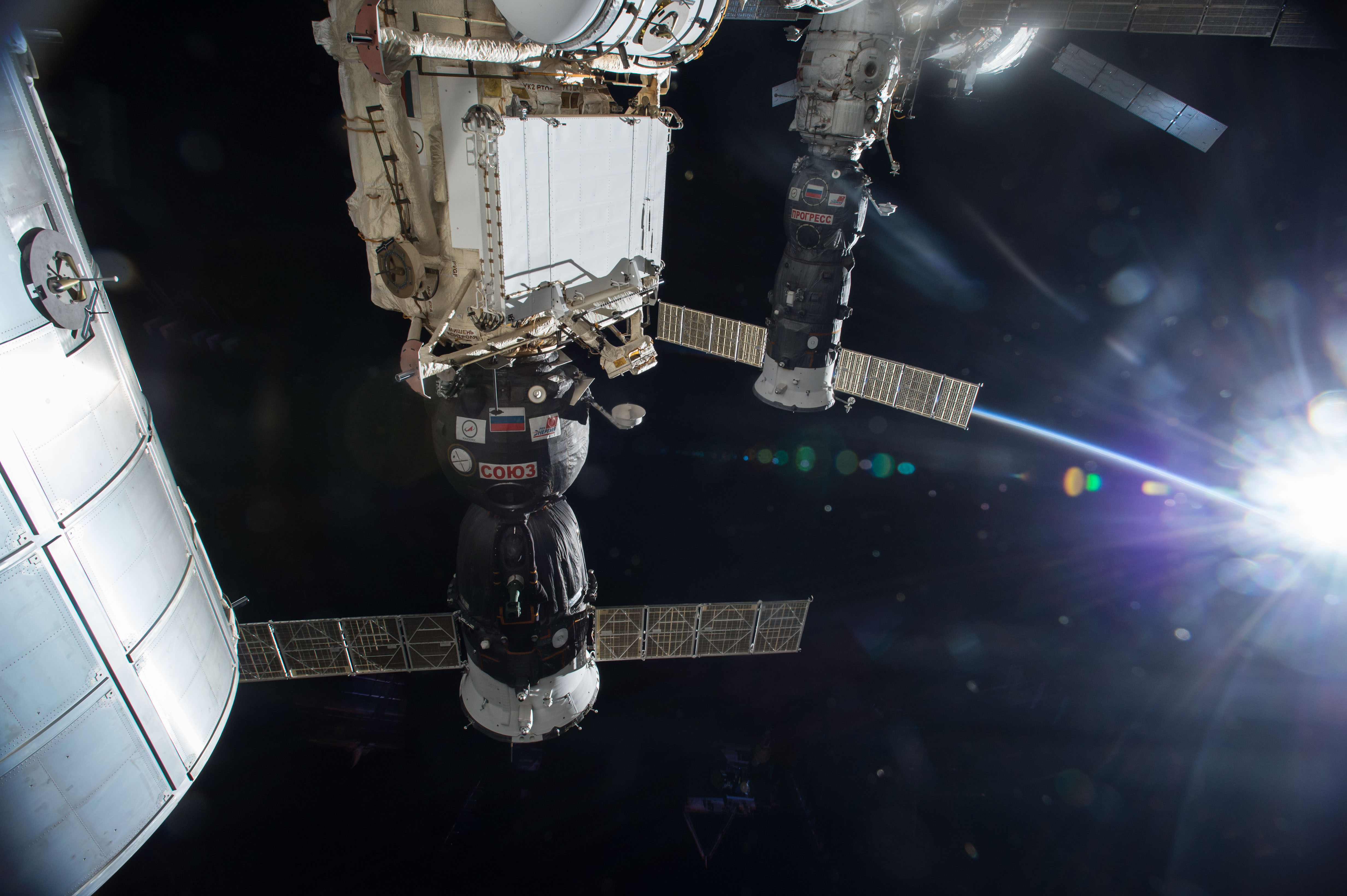 All well: An earlier Progress cargo vehicle docked to the space station