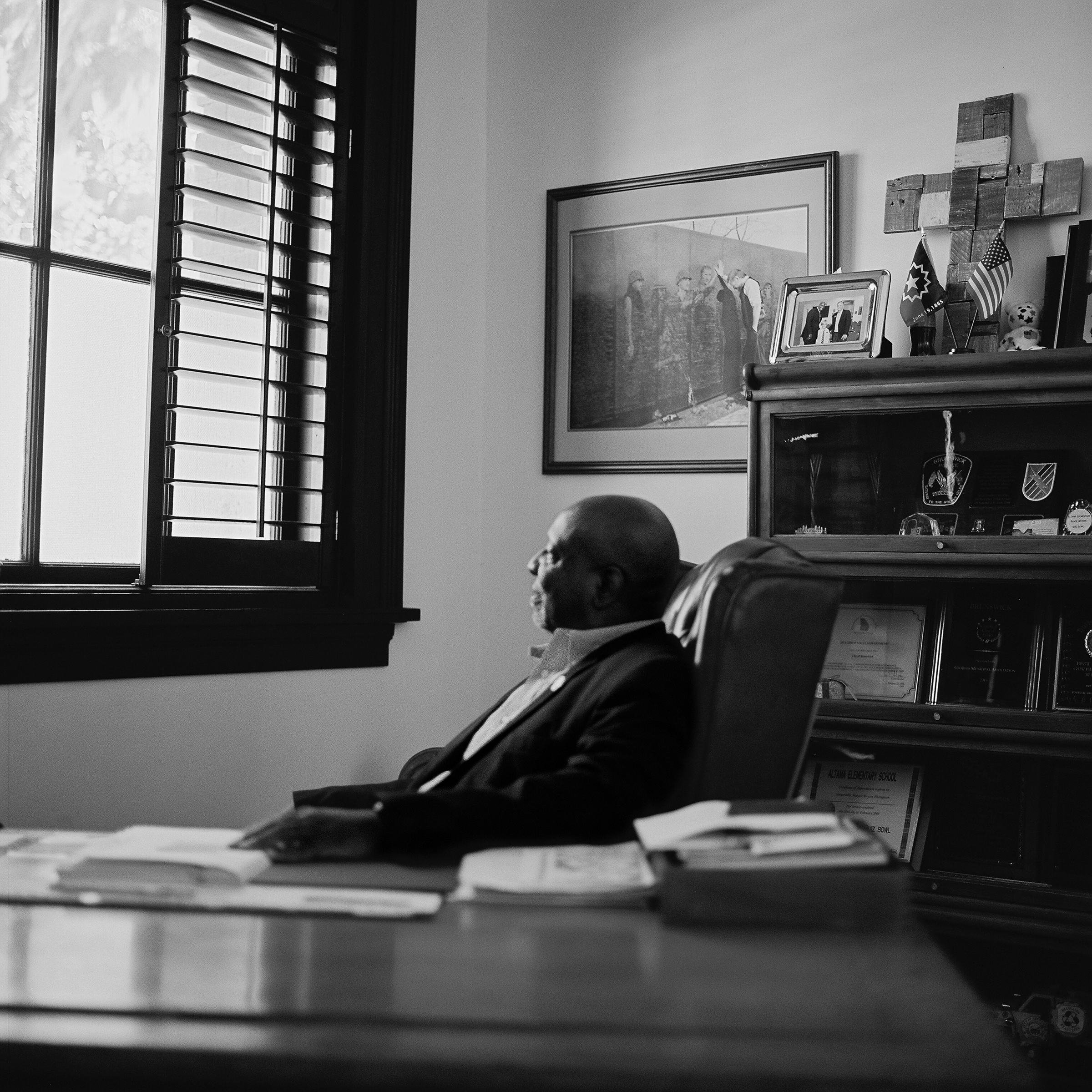 City of Brunswick Mayor Cornell Harvey in his office.