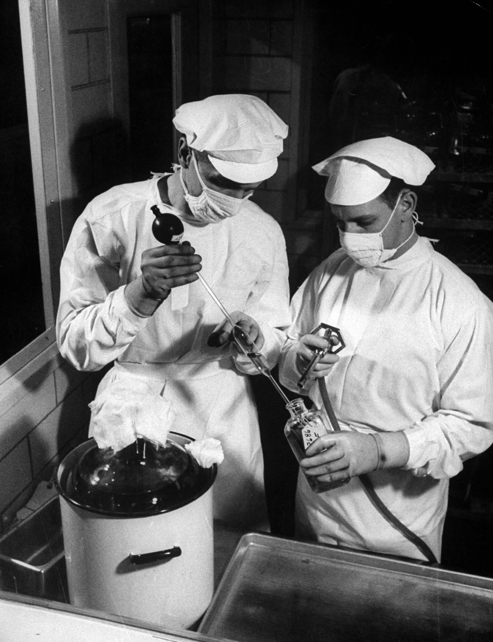 Polio vaccine production, 1955.