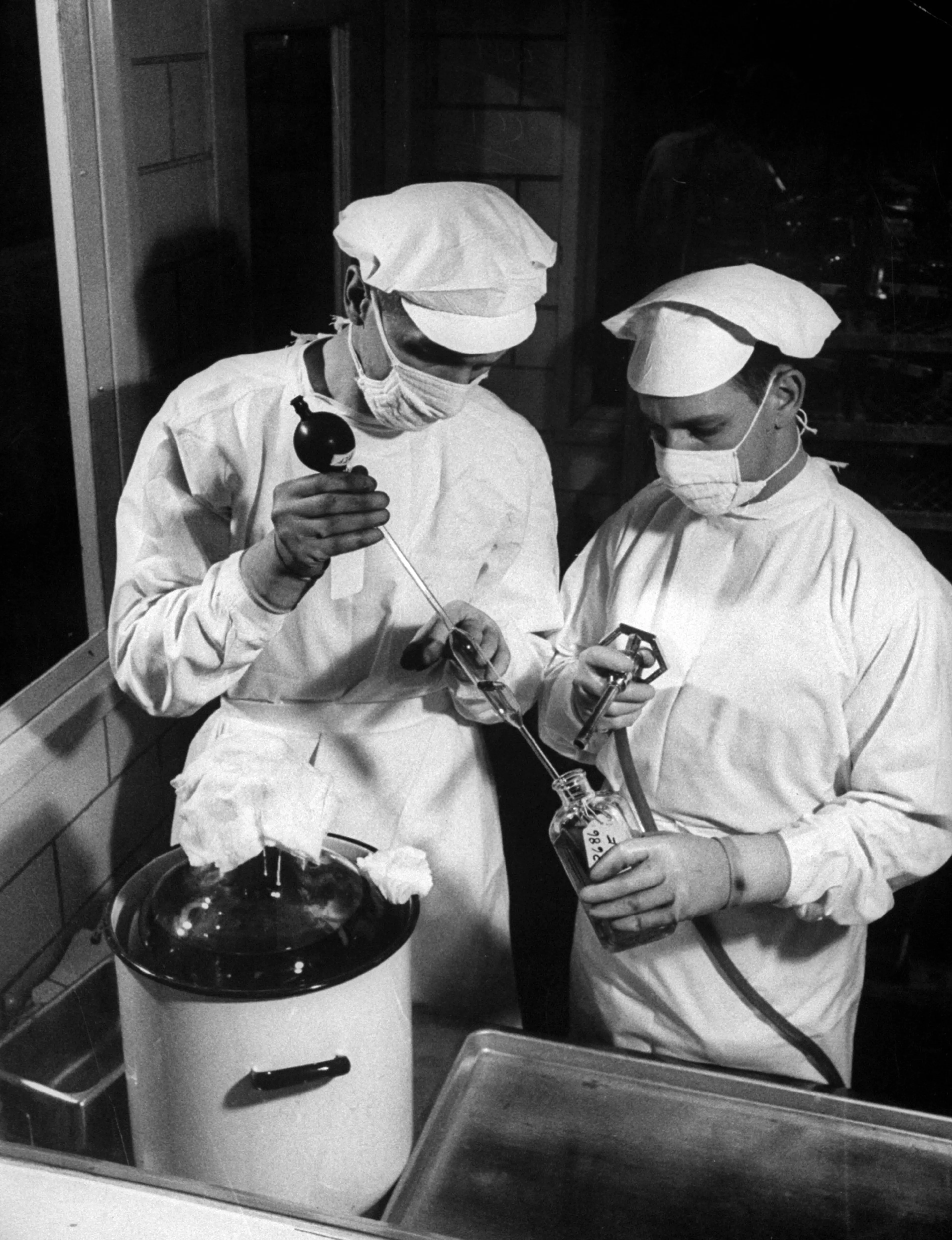 Polio vaccine production, 1955.