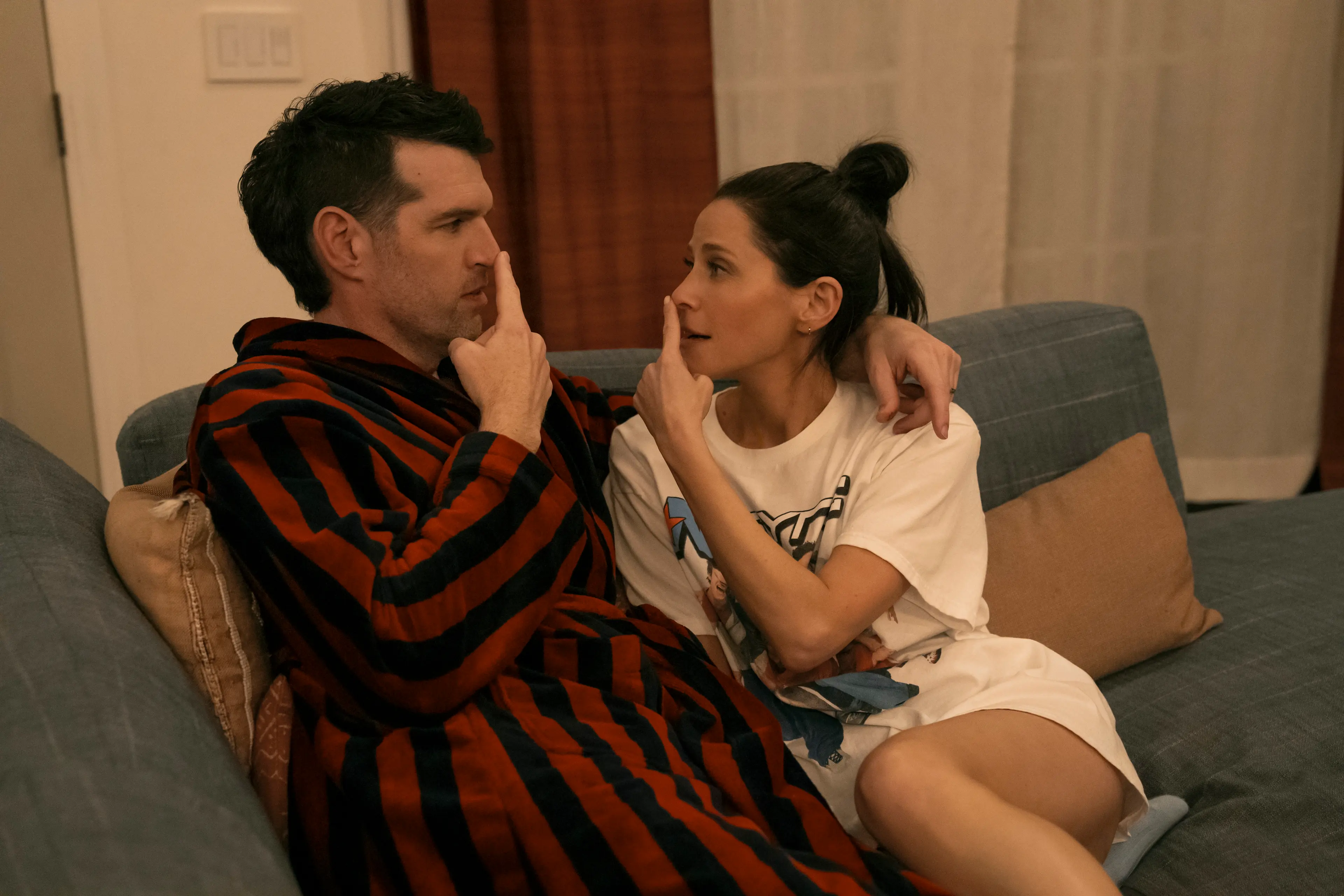 Nobody Wants This. (L to R) Timothy Simons as Sasha, Jackie Tohn as Esther in episode 203 of Nobody Wants This. Cr. Erin Simkin/Netflix © 2025