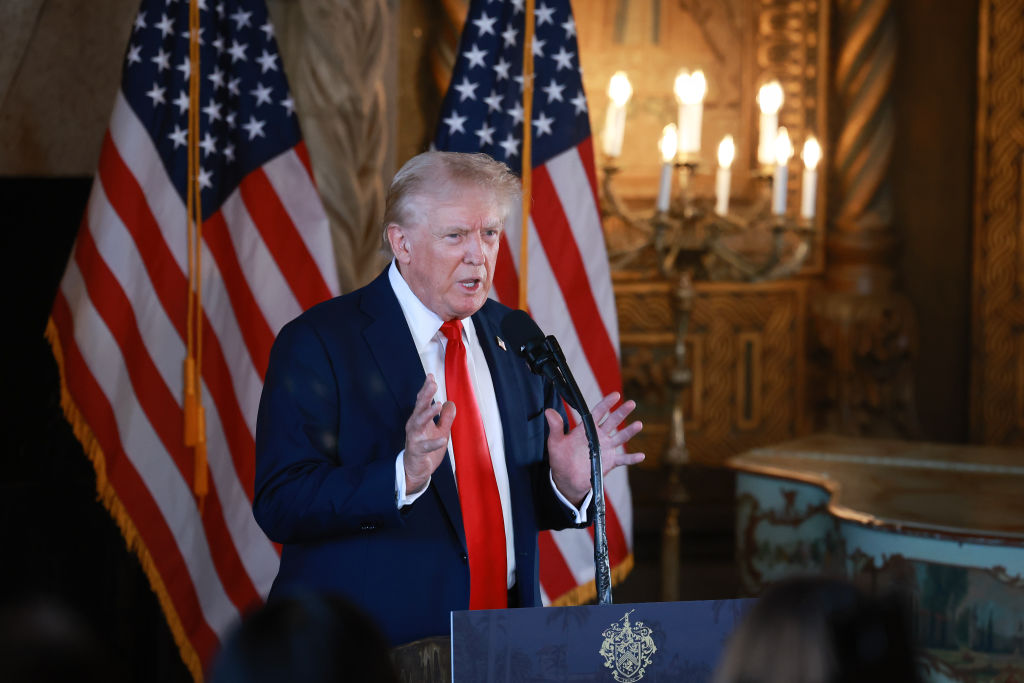 Republican Presidential Nominee Donald Trump Speaks To The Press In Palm Beach, Florida