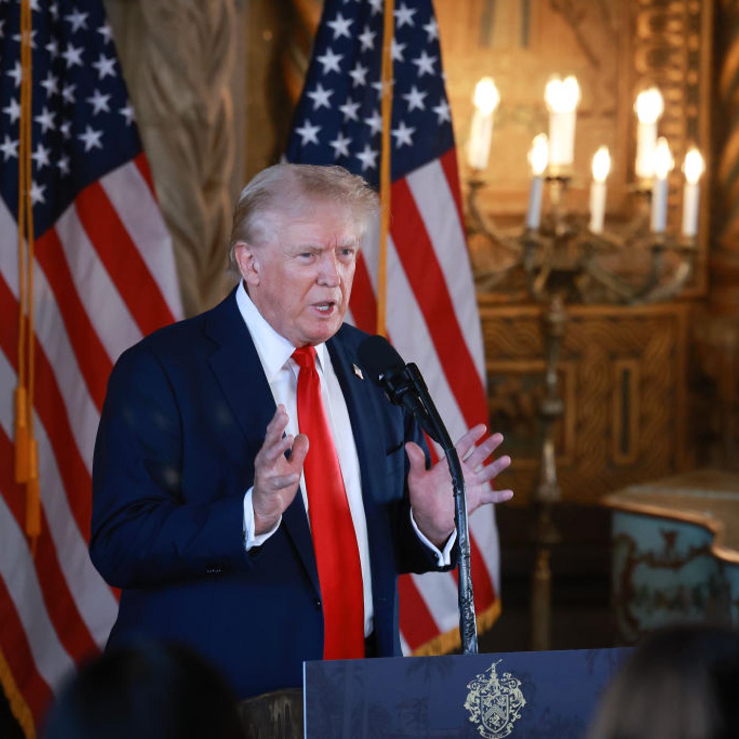 Republican Presidential Nominee Donald Trump Speaks To The Press In Palm Beach, Florida