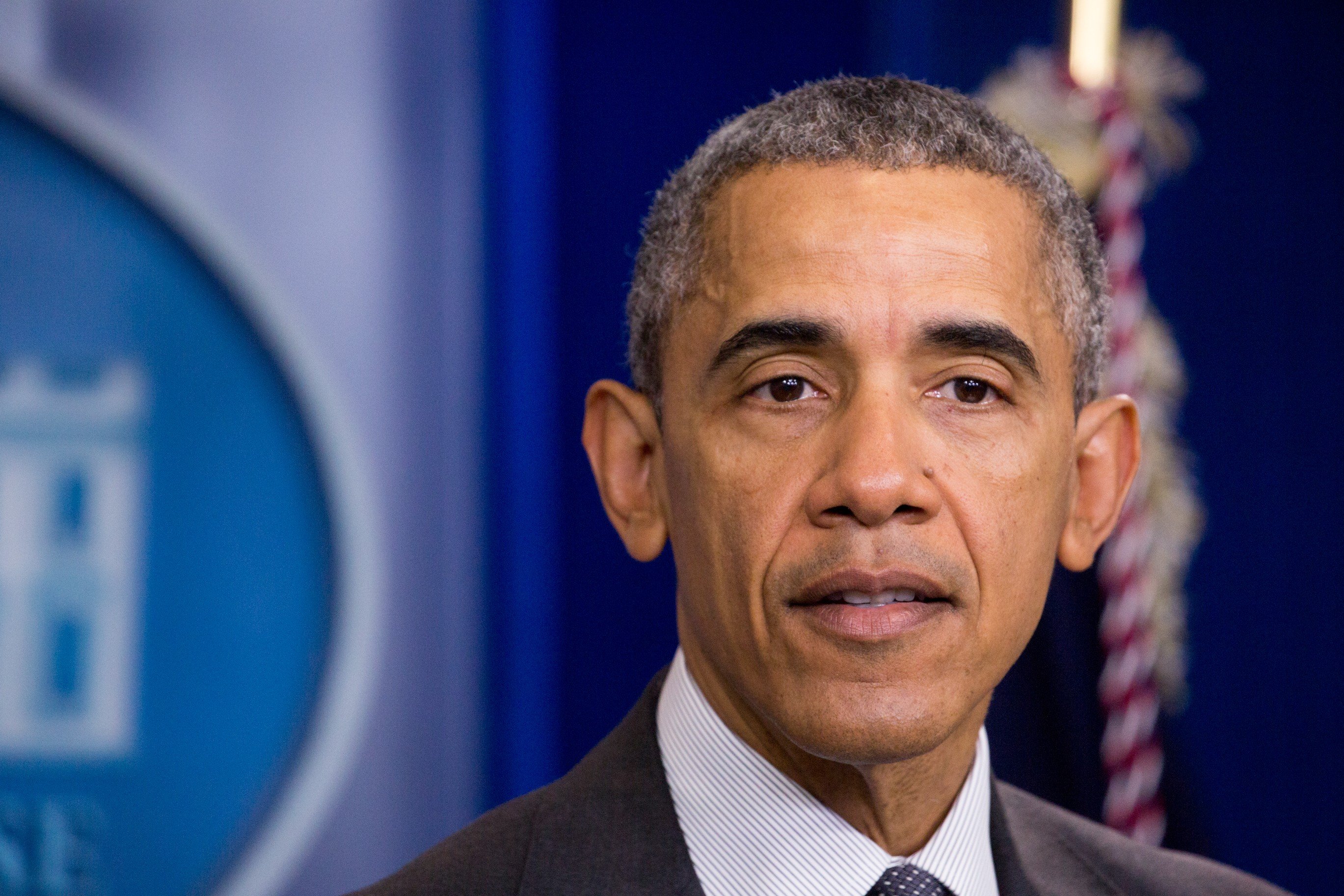 President Barack Obama delivers a statement on the economy at the James Brady Press Briefing of the White House in Washington, DC. on April 5, 2016.