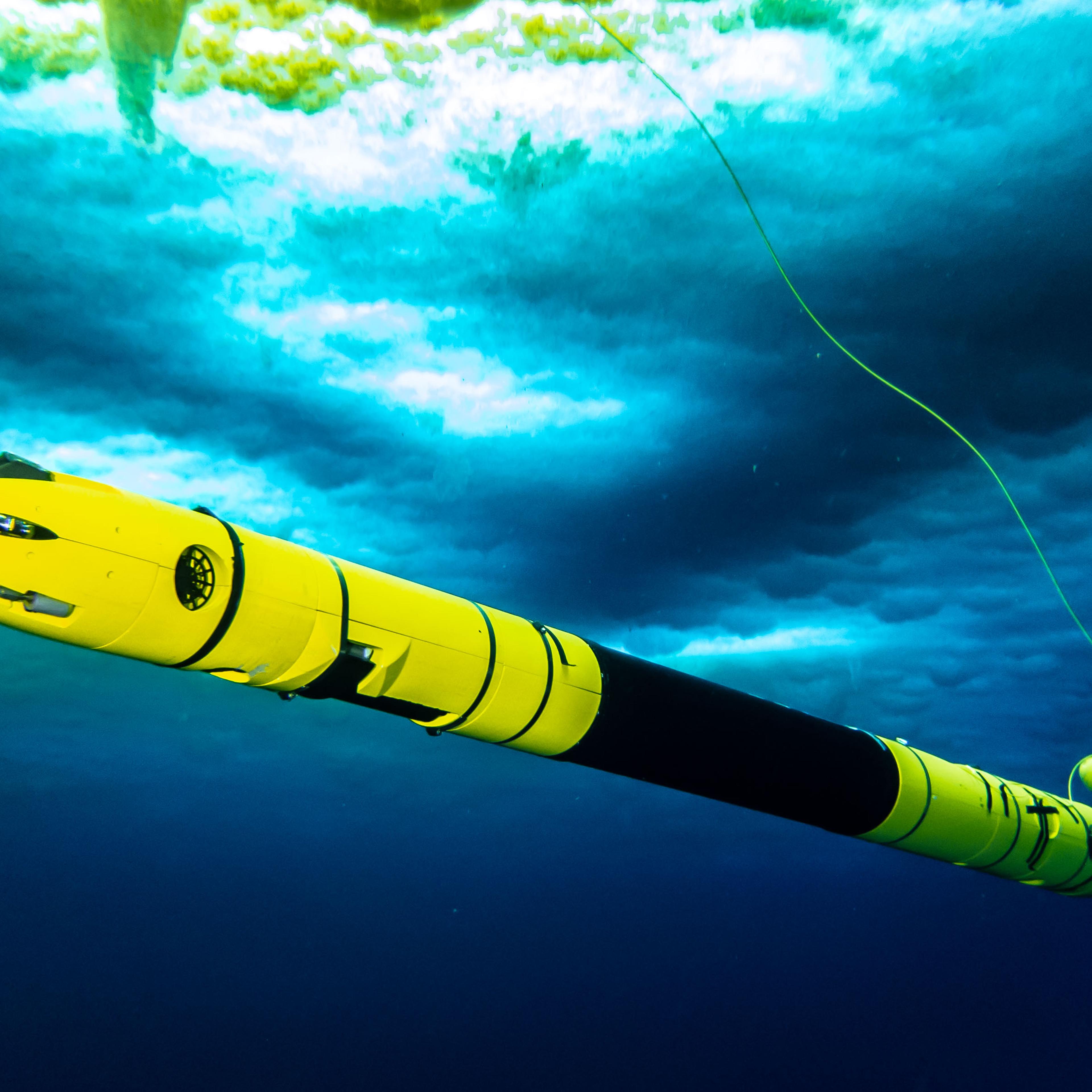 Image of Icefin under the sea ice near McMurdo Station.
