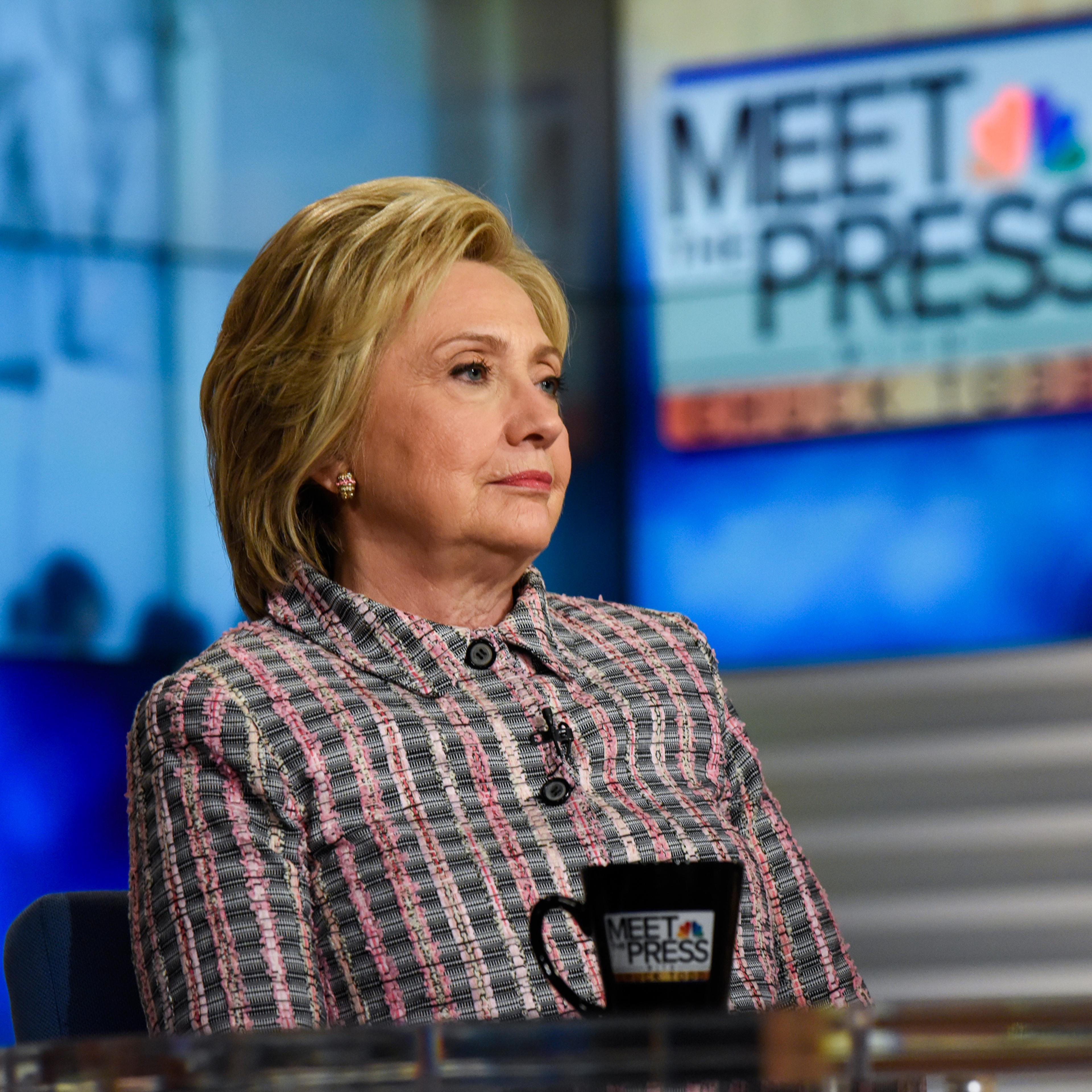 MEET THE PRESS -- Pictured: (l-r) Presidential Candidate, Former Sec. Hillary Clinton appears in a pre-taped interview on "Meet the Press" in Washington, D.C., Saturday May 21, 2016. (Photo by: William B. Plowman/NBC/NBC NewsWire via Getty Images)