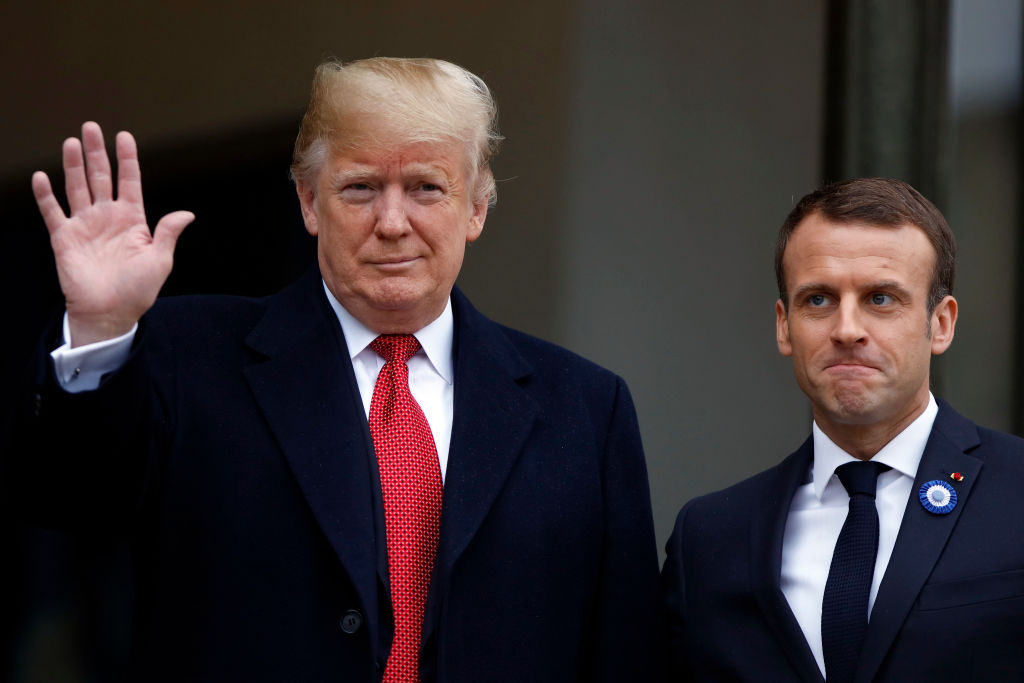 French President Emmanuel Macron Welcomes Donald Trump