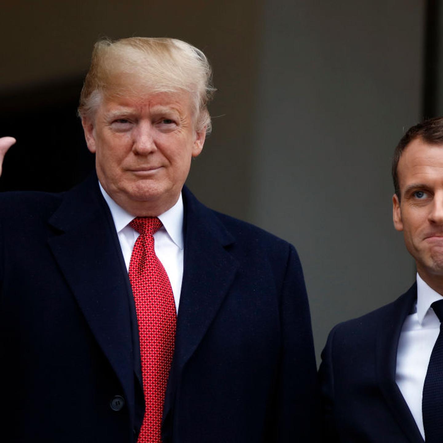 French President Emmanuel Macron Welcomes Donald Trump