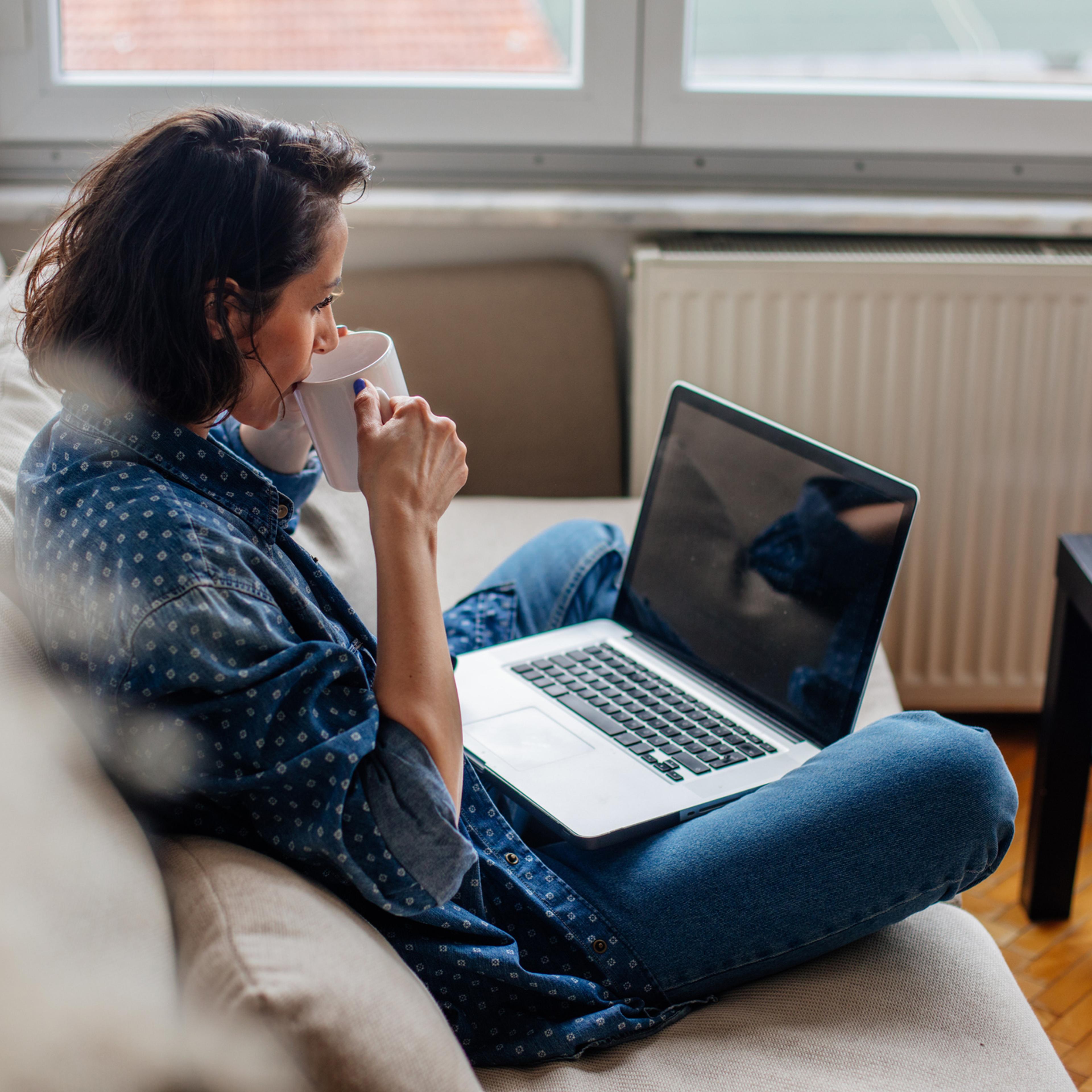 Woman working on a laptop