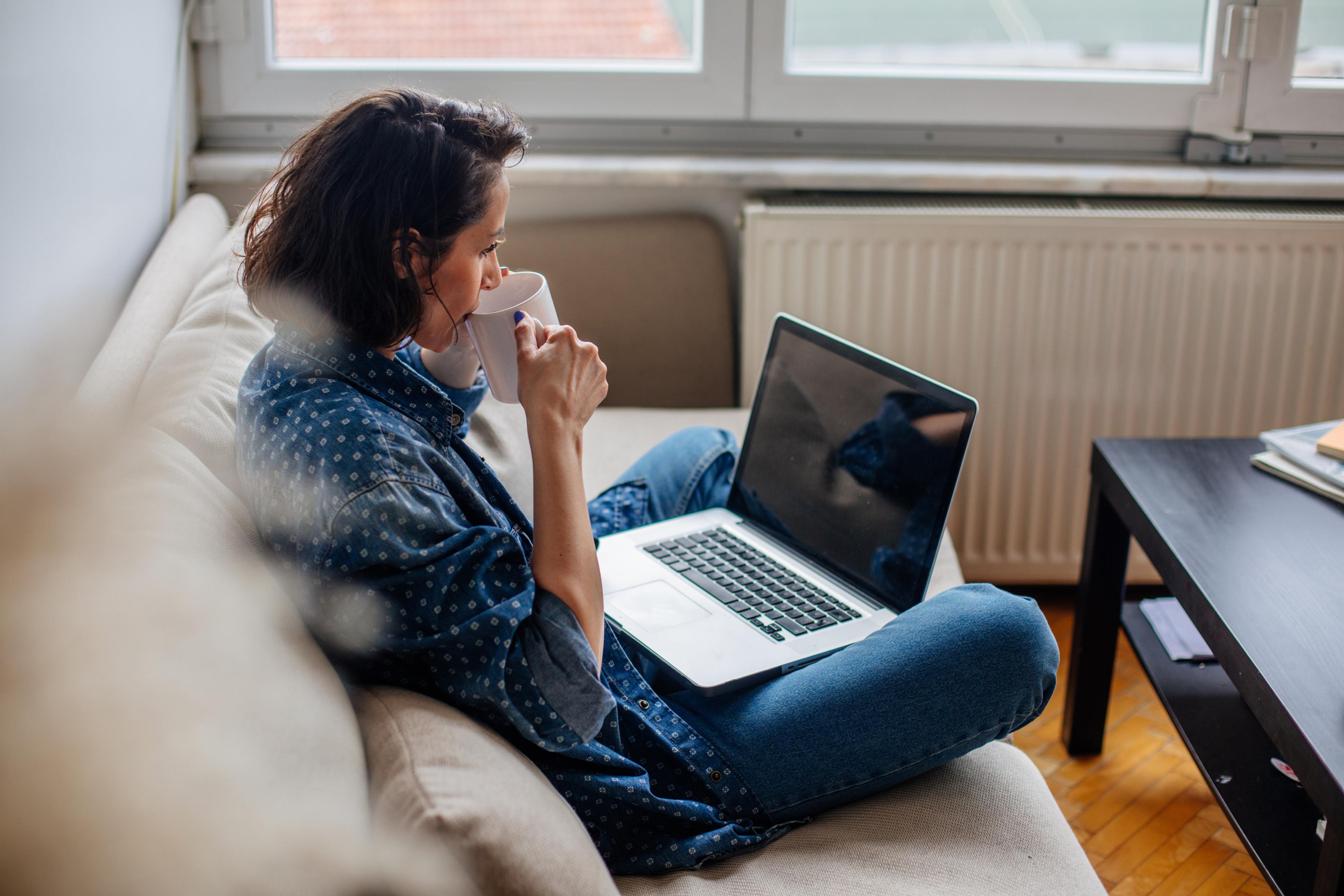 Woman working on a laptop