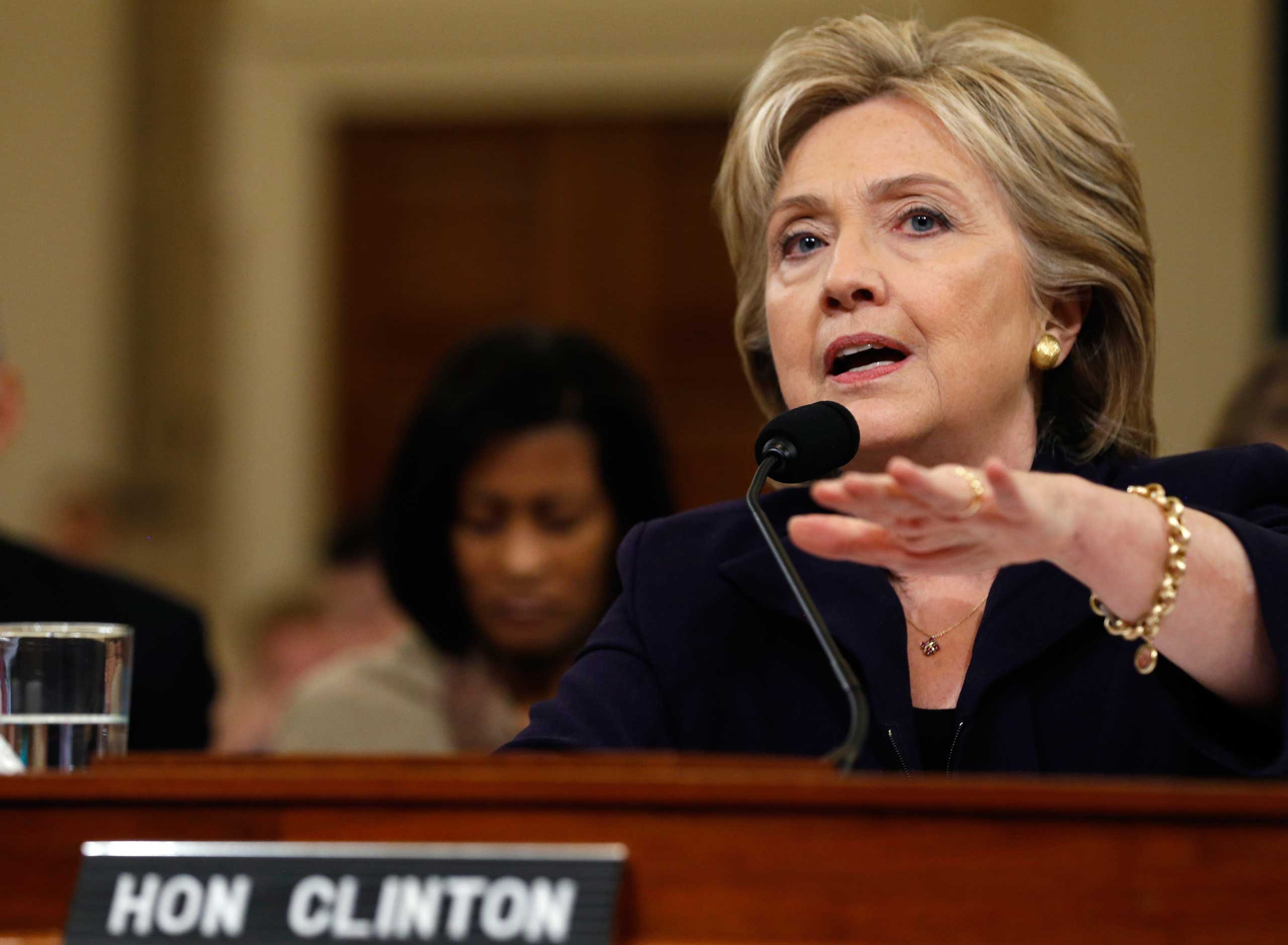 Democratic presidential candidate Hillary Clinton testifies before the House Select Committee on Benghazi on Capitol Hill in Washington
