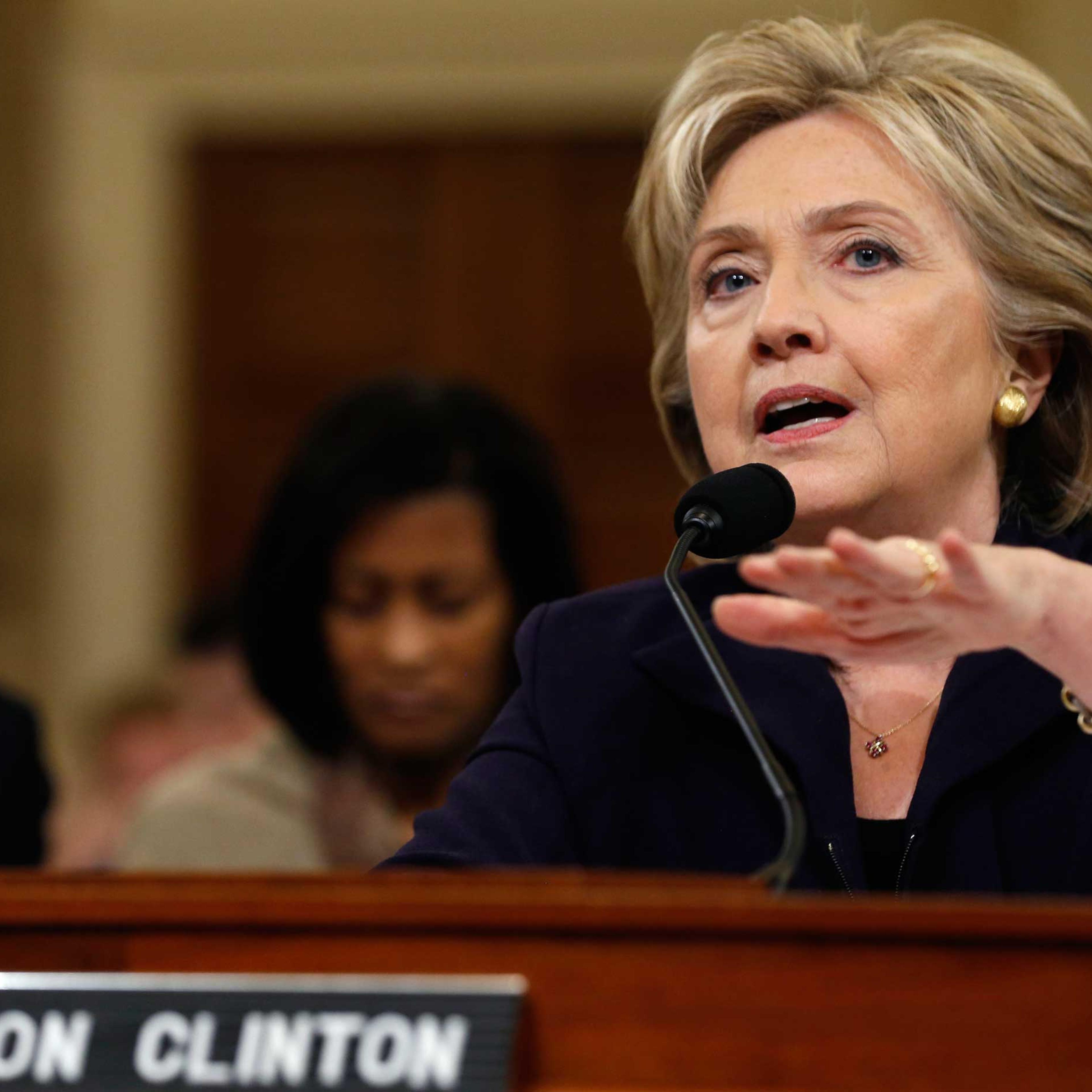 Democratic presidential candidate Hillary Clinton testifies before the House Select Committee on Benghazi on Capitol Hill in Washington