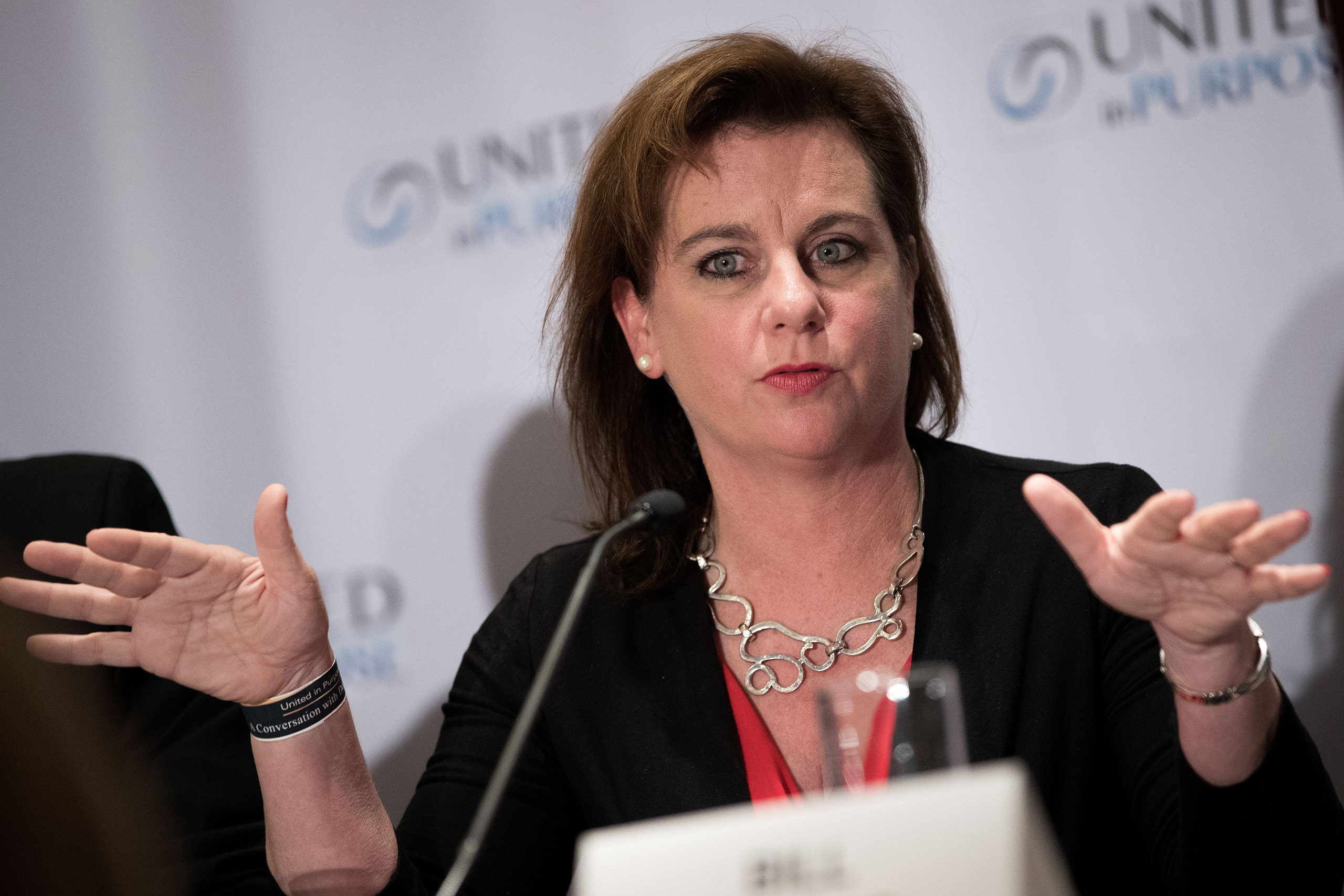Marjorie Dannenfelser, president of Susan B. Anthony List, speaks during a press conference following a meeting with Republican presidential candidate Donald Trump at the Marriott Marquis Hotel in New York City on June 21, 2016.