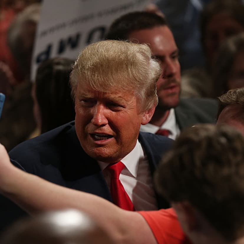 Republican presidential candidate Donald Trump poses for a picture after speaking on February 17, 2016 in Sumter, South Carolina.